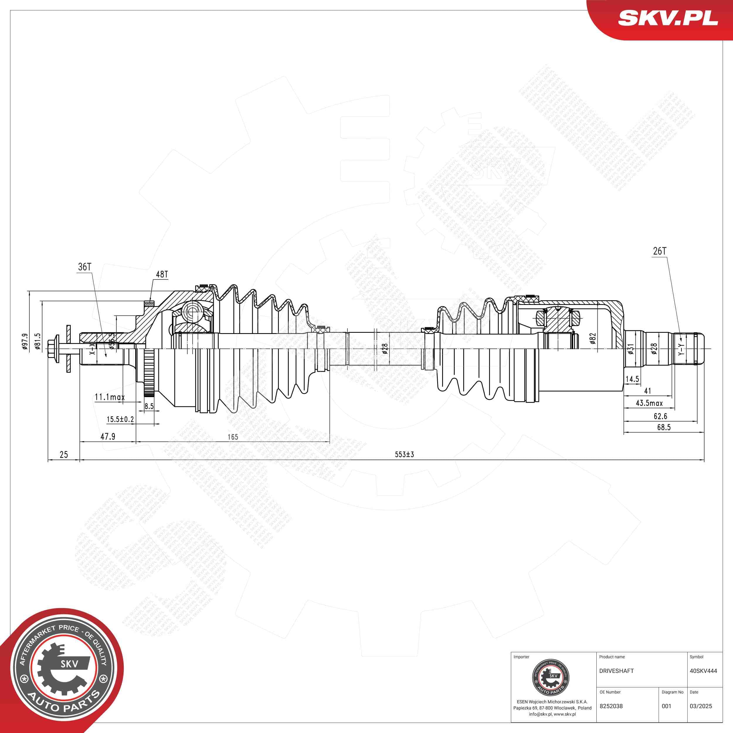 SKV Hnací hriadeľ 40SKV444 1