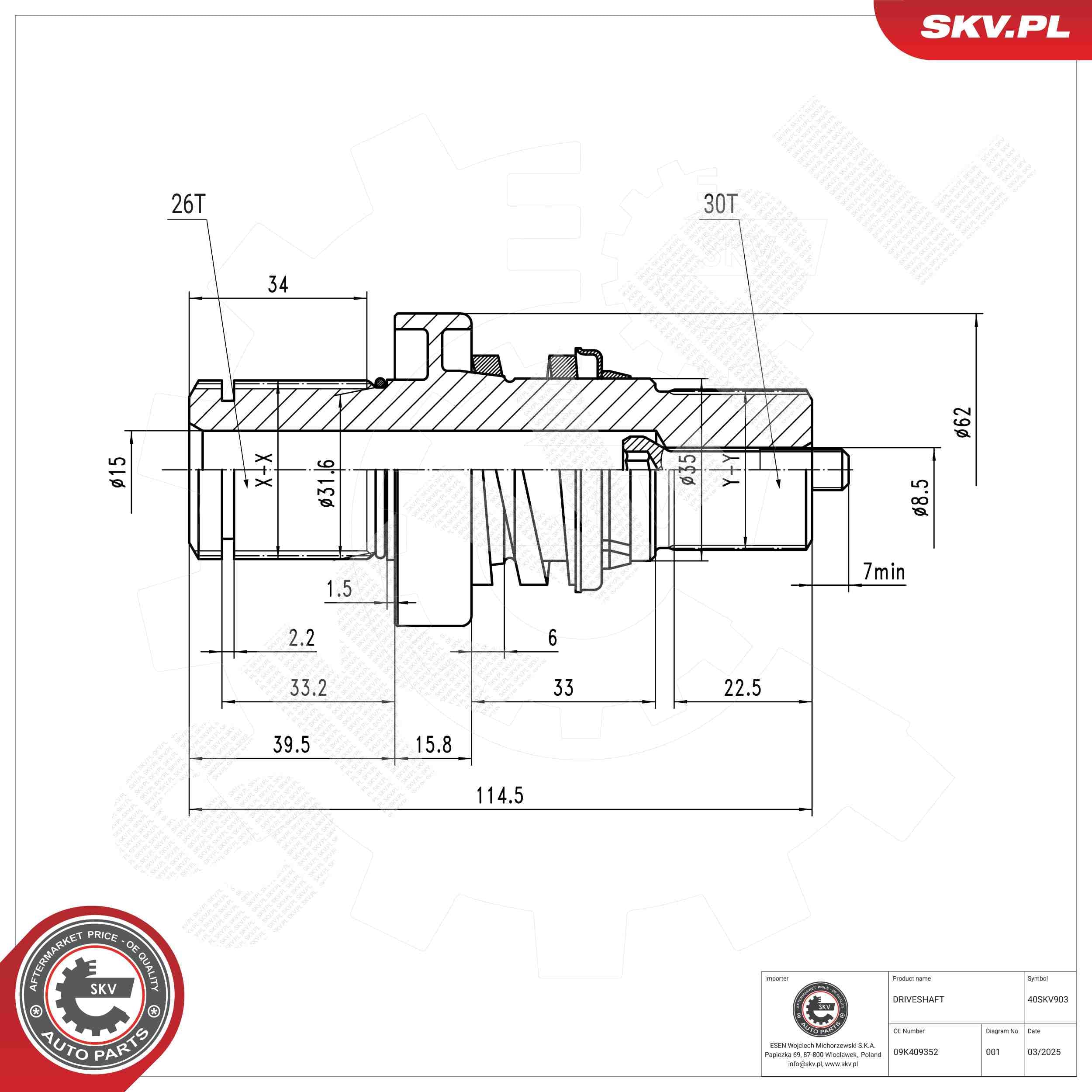 SKV Zásuvný hriadeľ, diferenciál 40SKV903 1