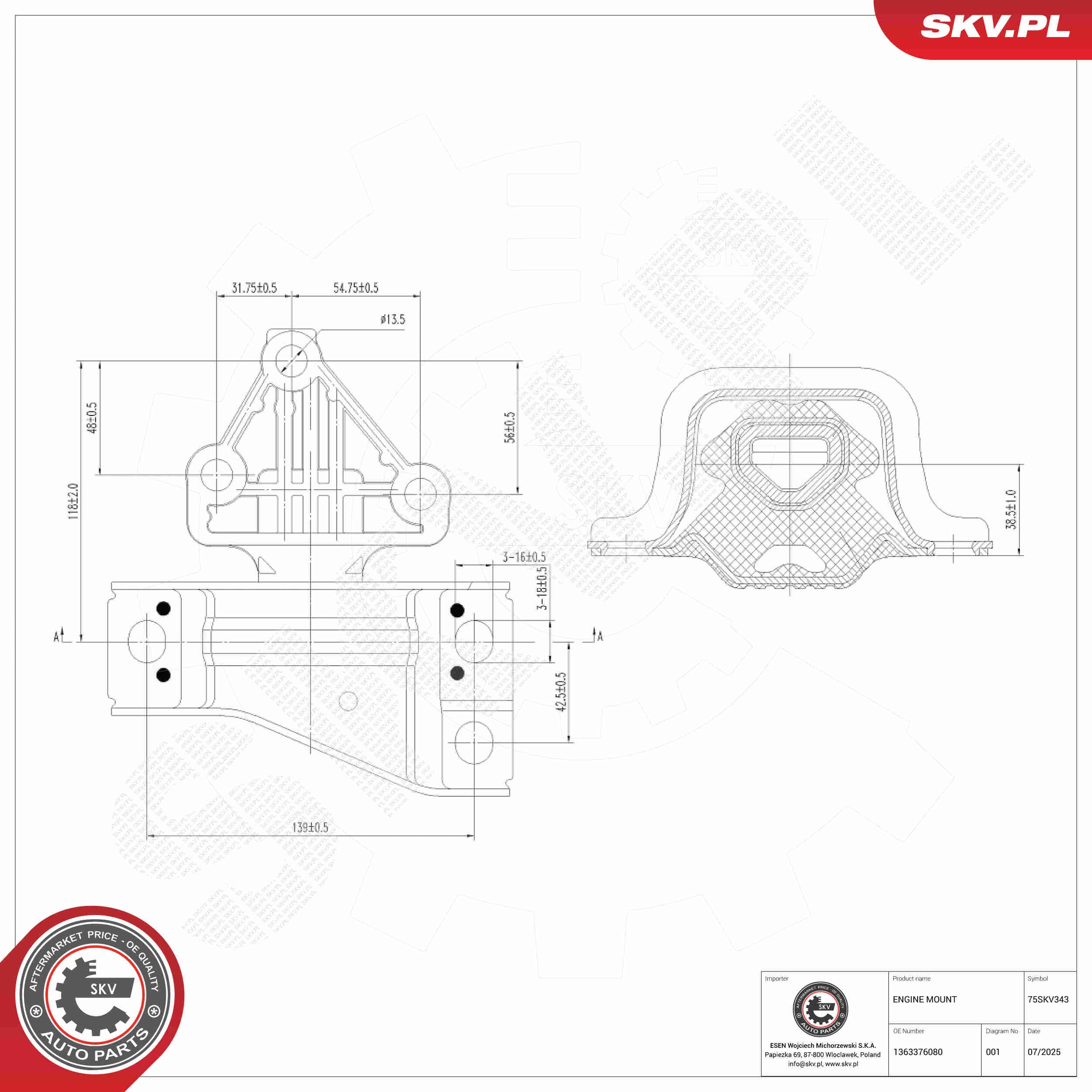 SKV Uloženie motora 75SKV343 1