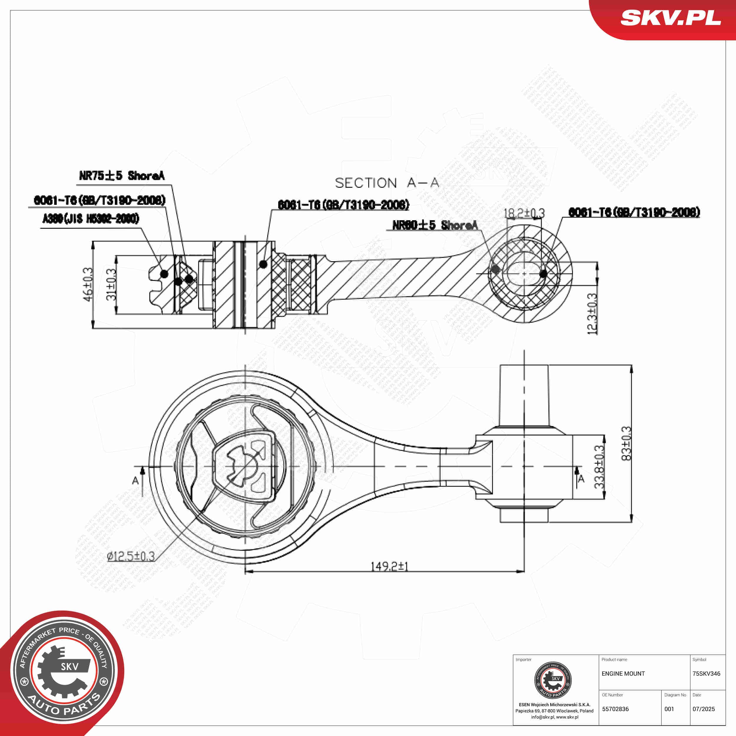 SKV Uloženie motora 75SKV346 1