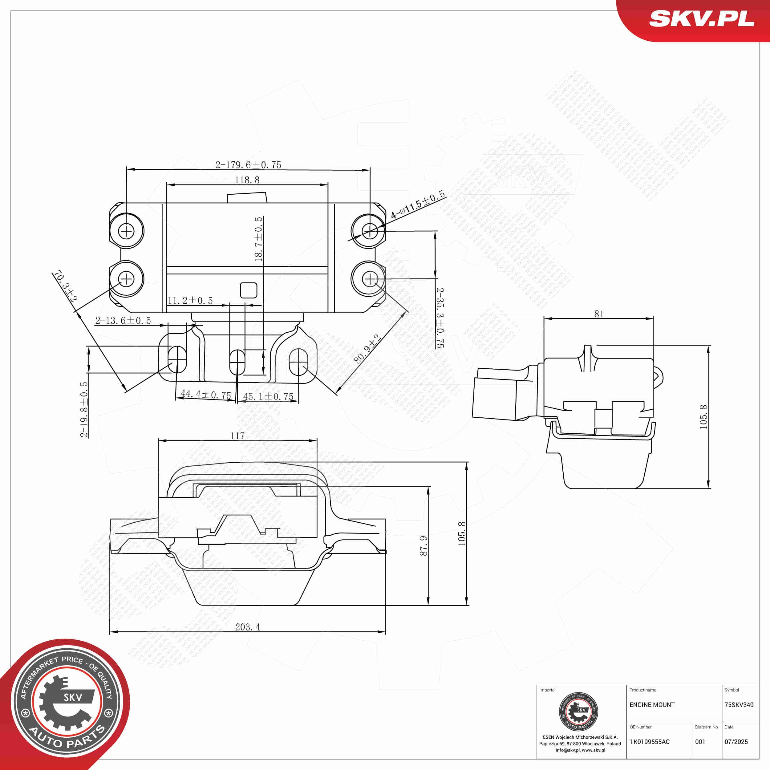 SKV Uloženie motora 75SKV349 1