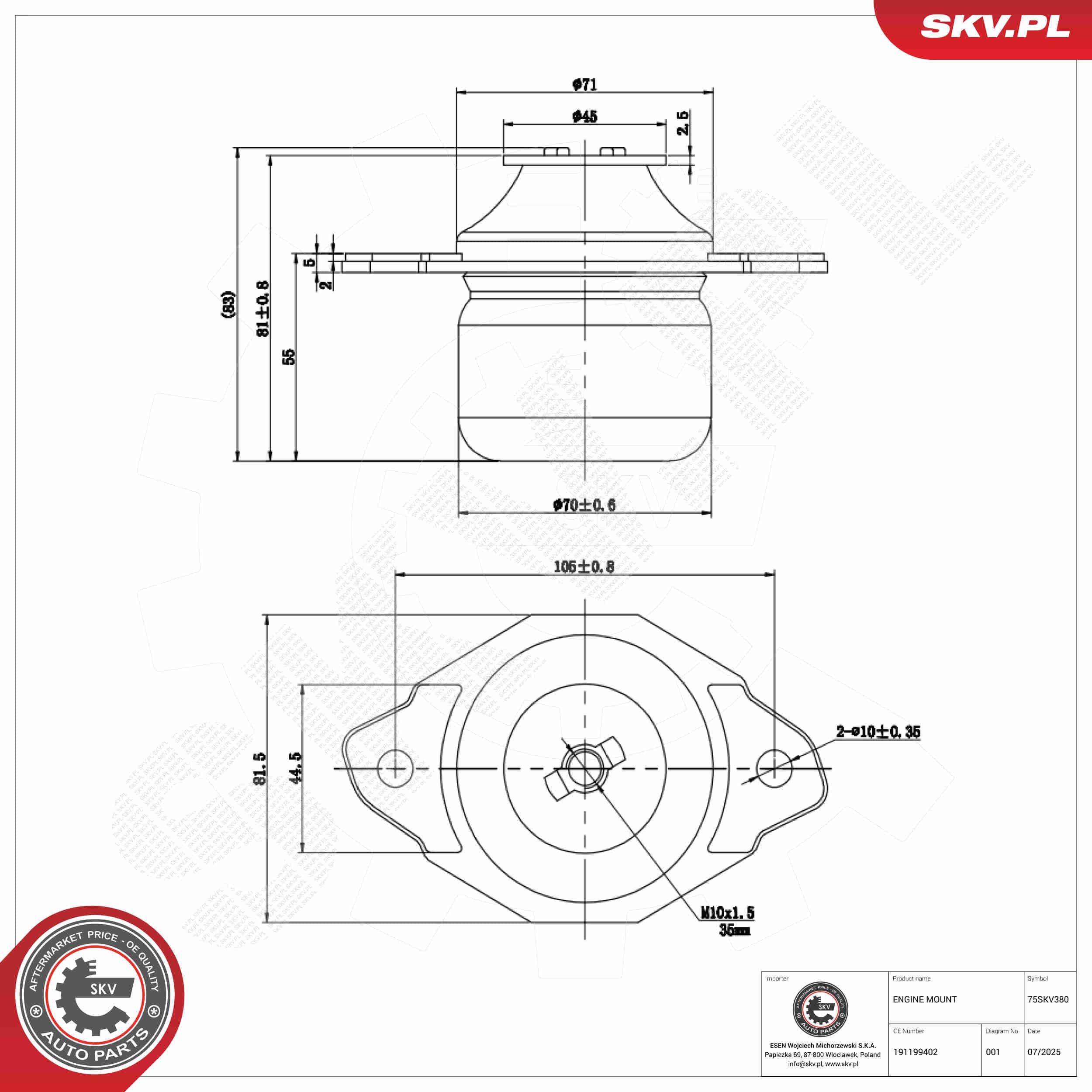 SKV Uloženie motora 75SKV380 1