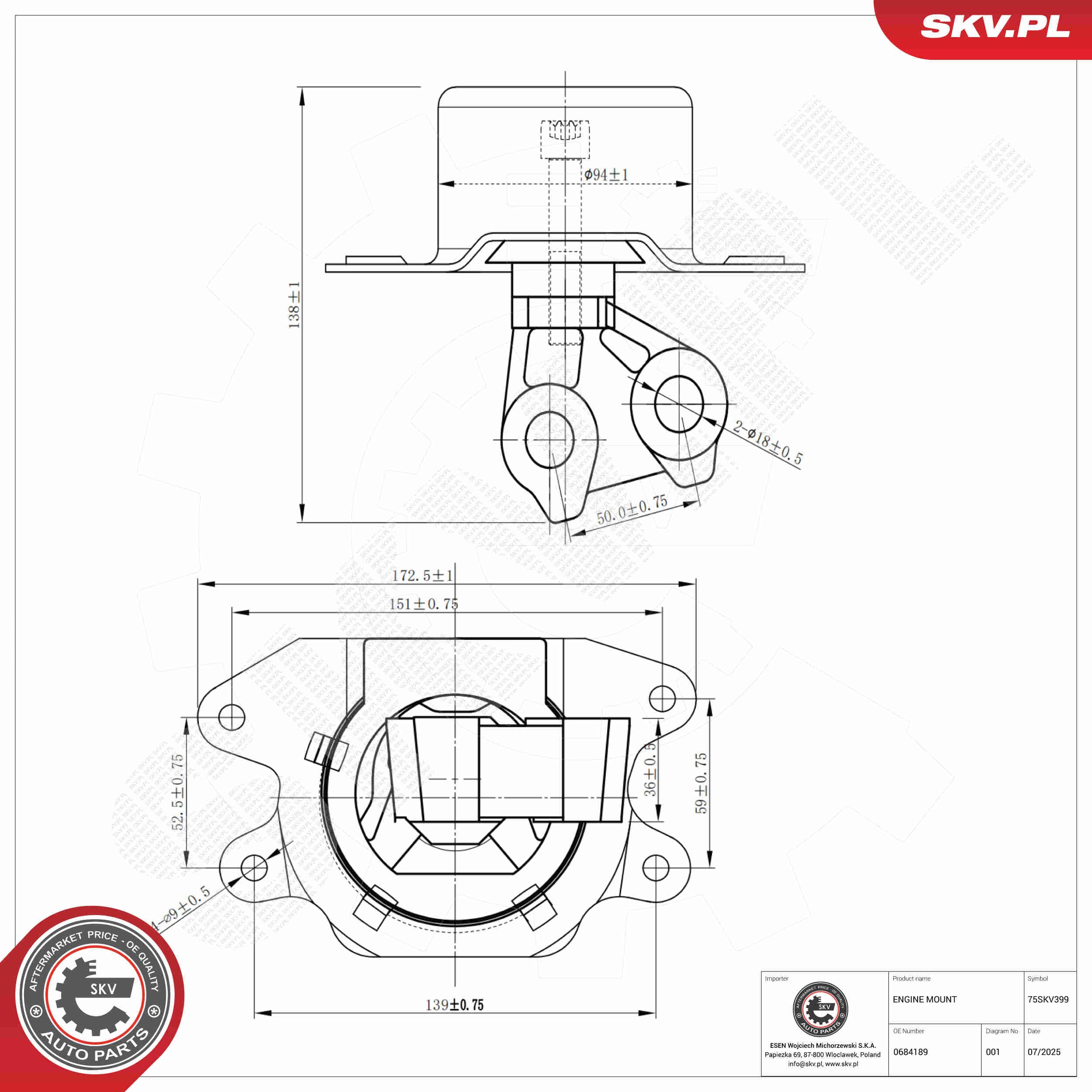 SKV Uloženie motora 75SKV399 1