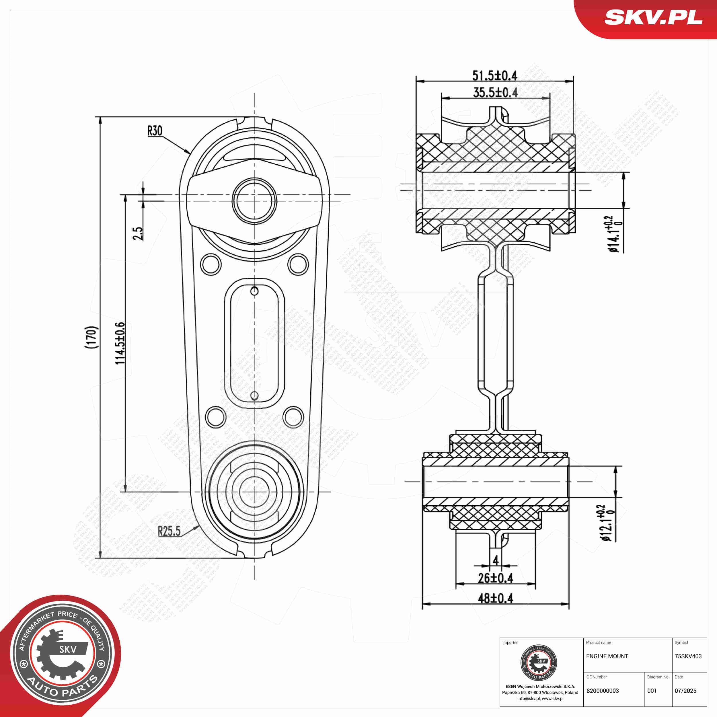 SKV Uloženie motora 75SKV403 1