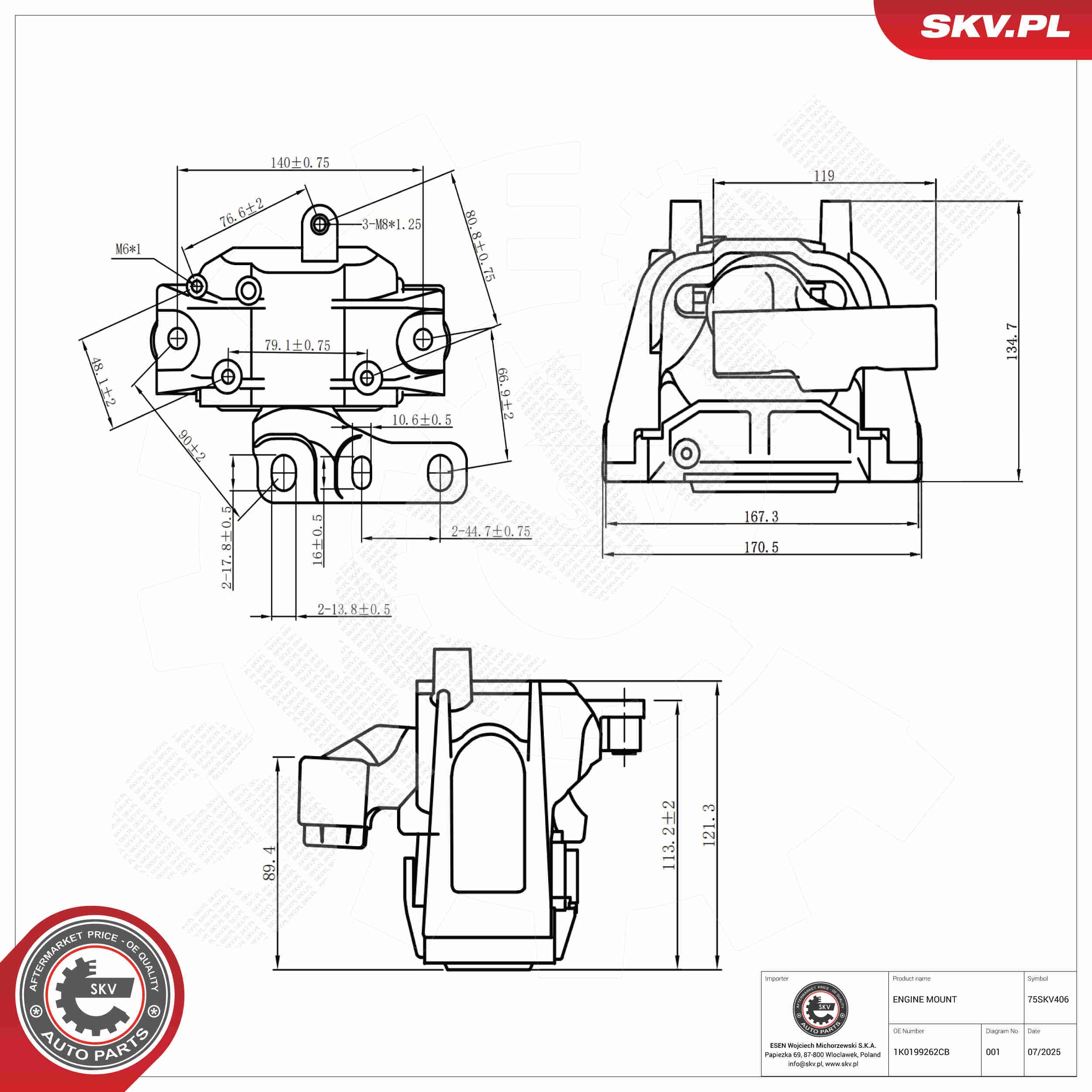 SKV Uloženie motora 75SKV406 1
