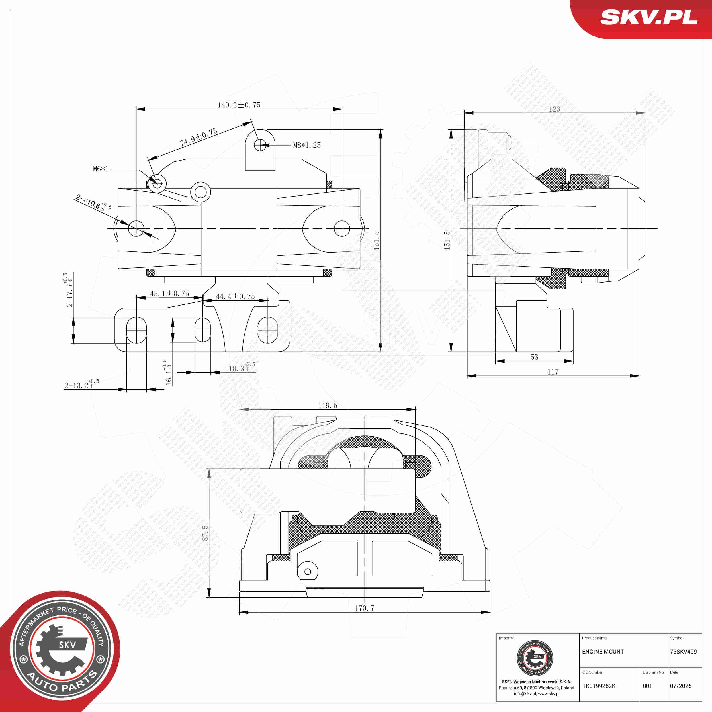 SKV Uloženie motora 75SKV409 1