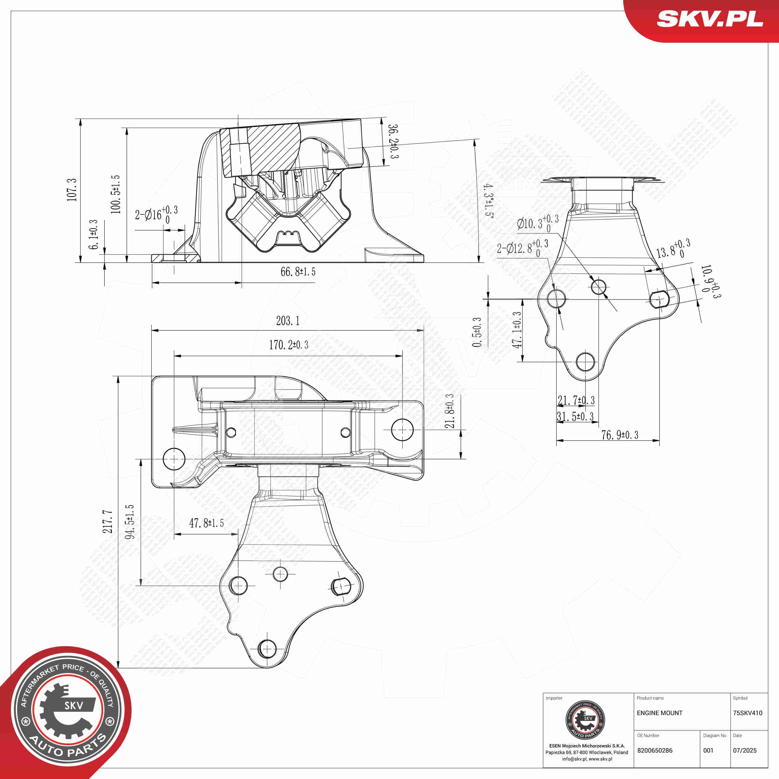SKV Uloženie motora 75SKV410 1