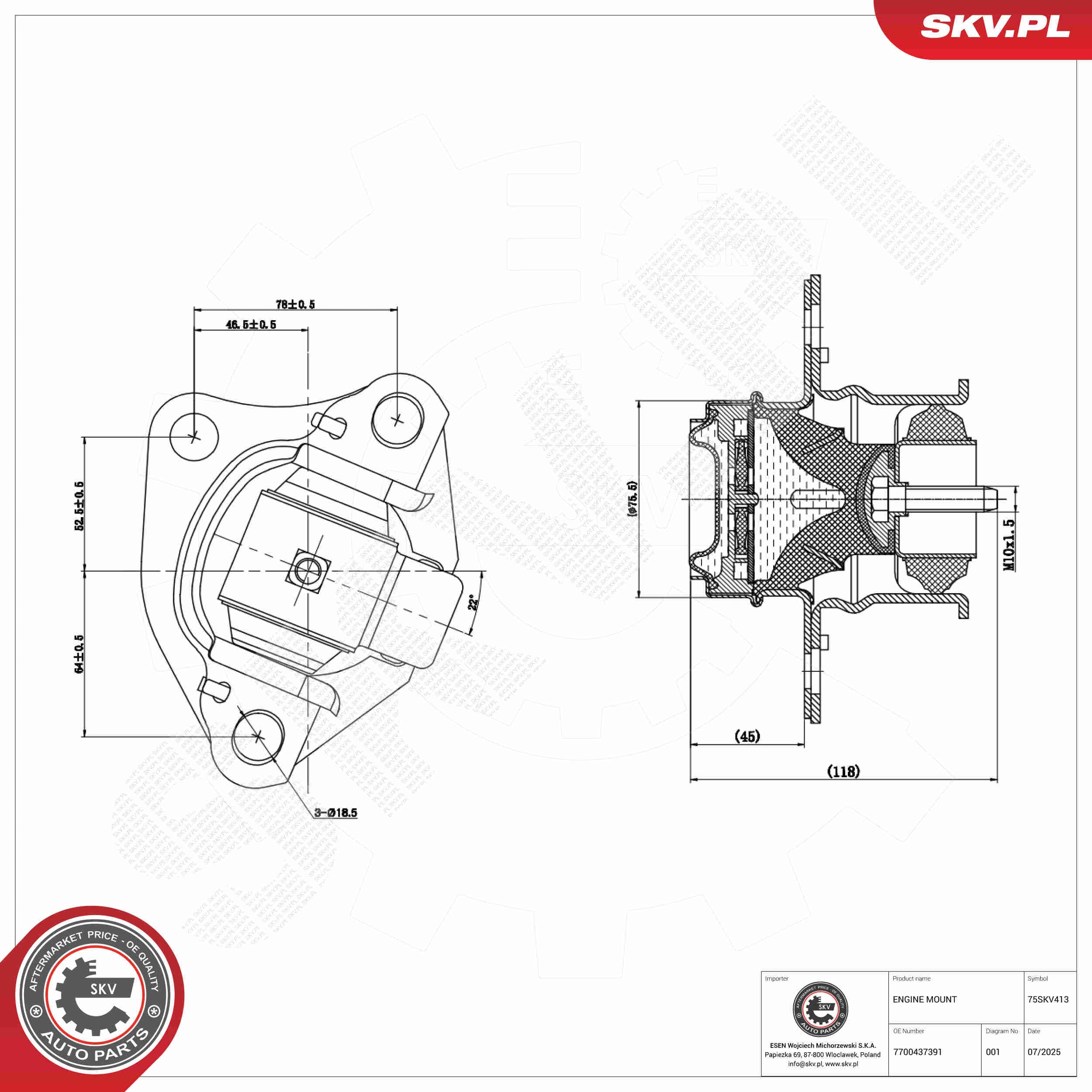 SKV Uloženie motora 75SKV413 1