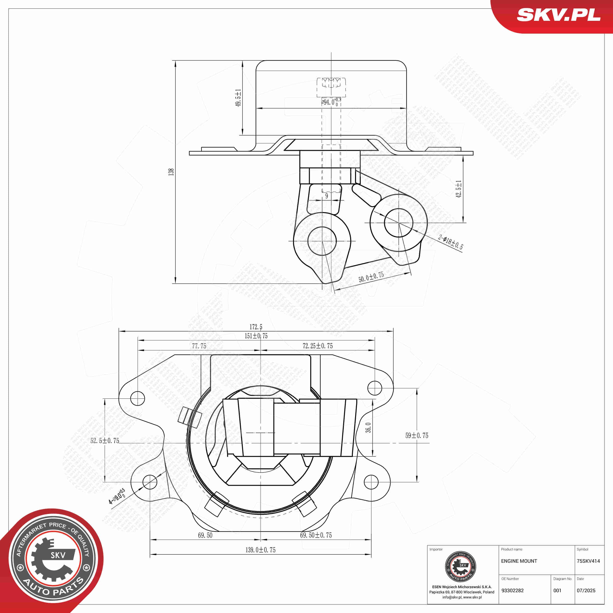 SKV Uloženie motora 75SKV414 1
