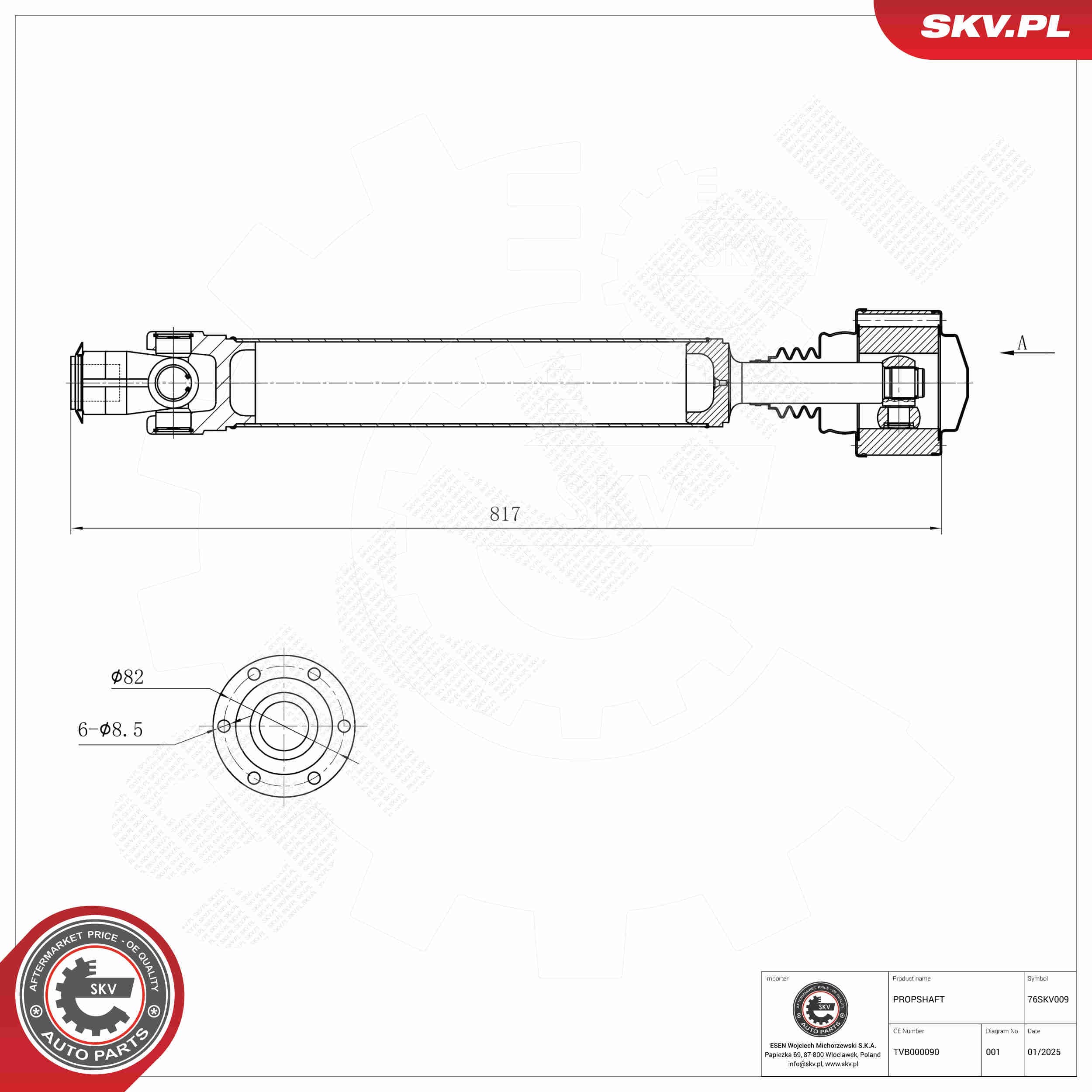 SKV Hnací hriadeľ 76SKV009 1