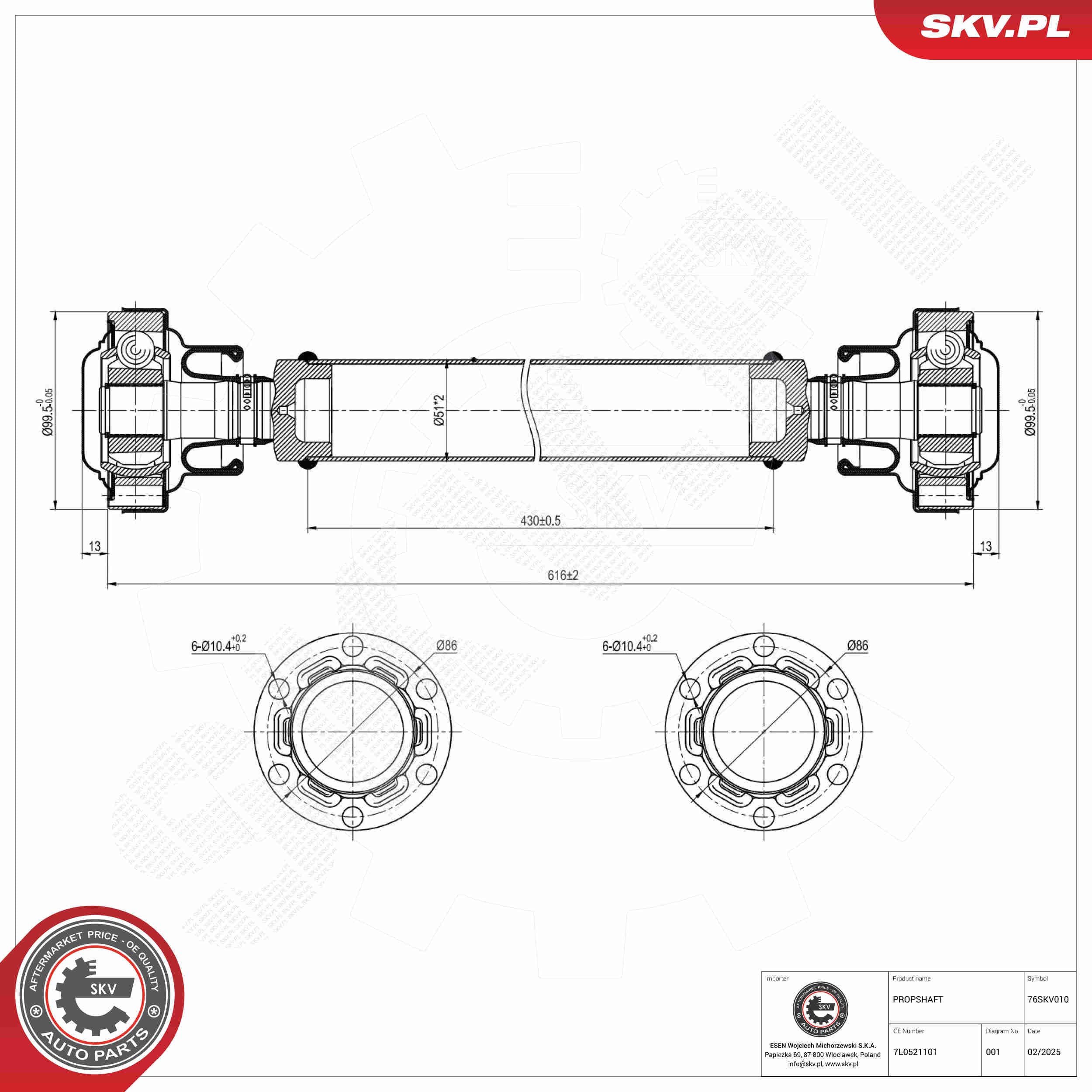 SKV Hnací hriadeľ 76SKV010 1