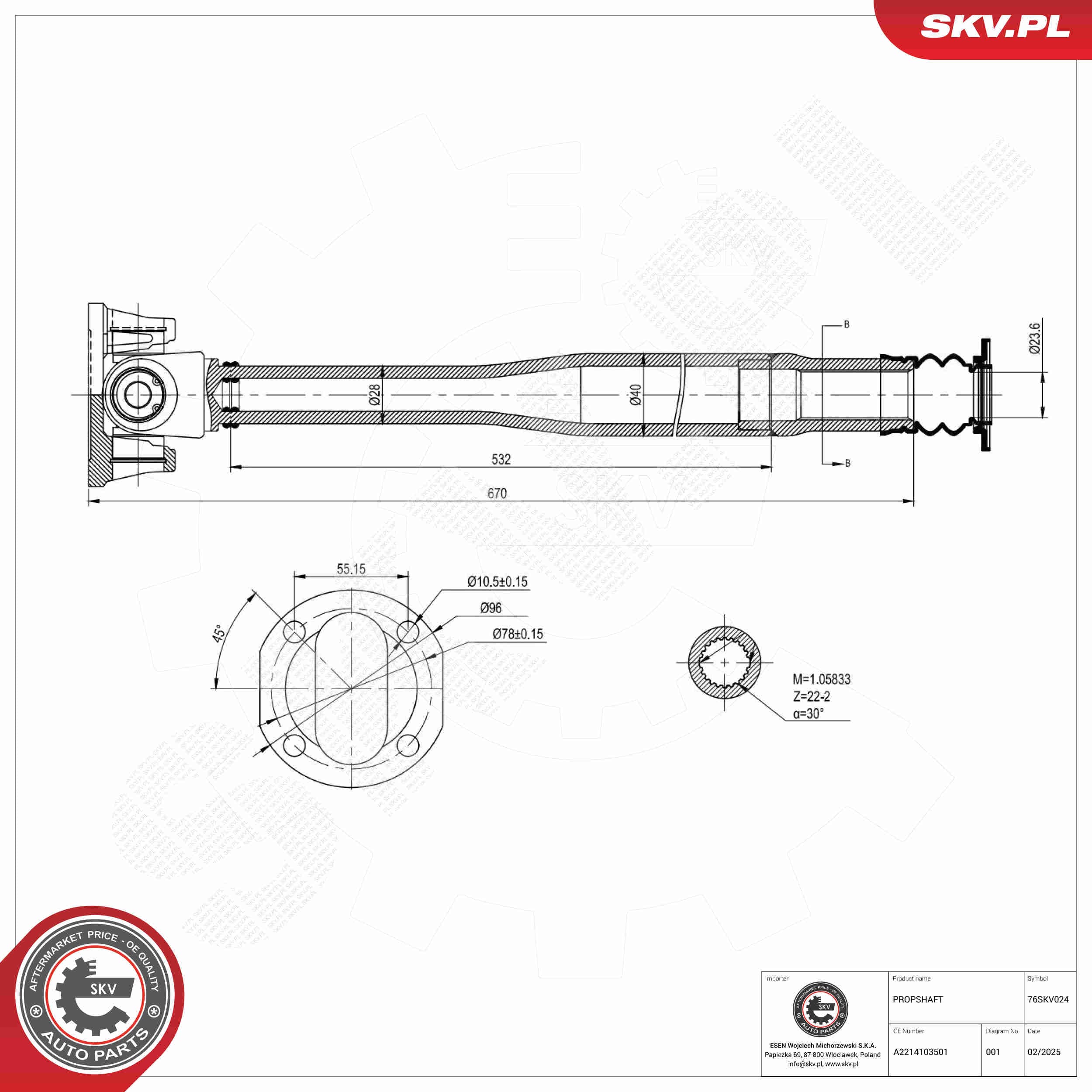 SKV Hnací hriadeľ 76SKV024 1