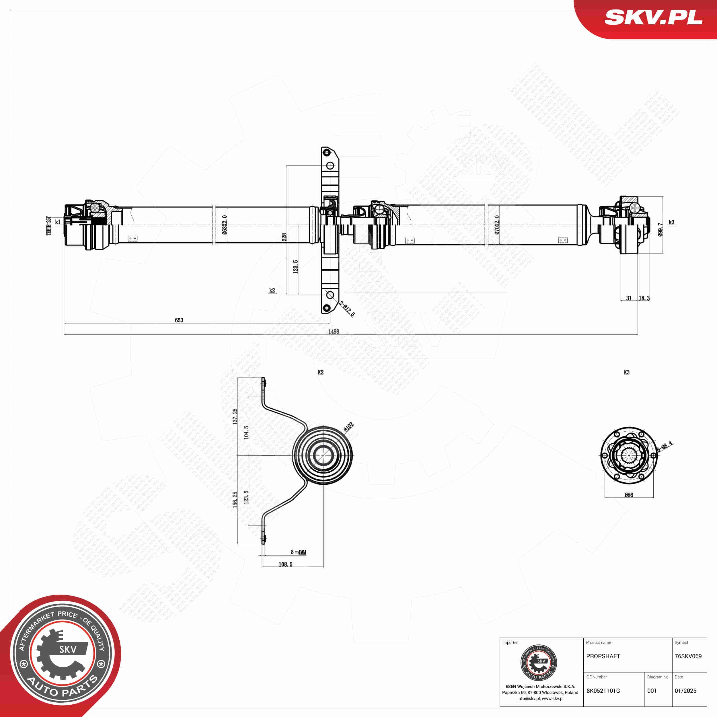 SKV Hnací hriadeľ 76SKV069 1
