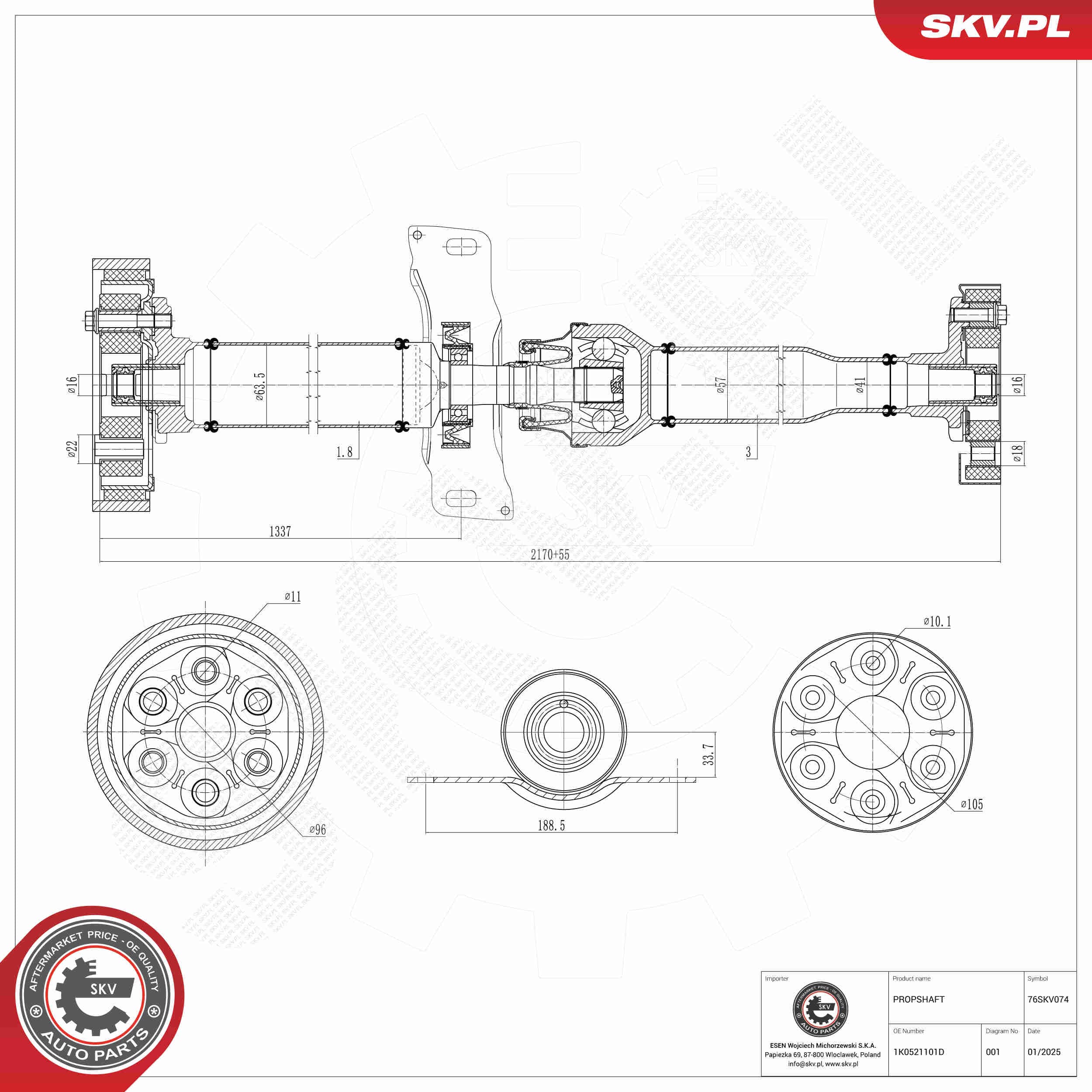 SKV Hnací hriadeľ 76SKV074 1