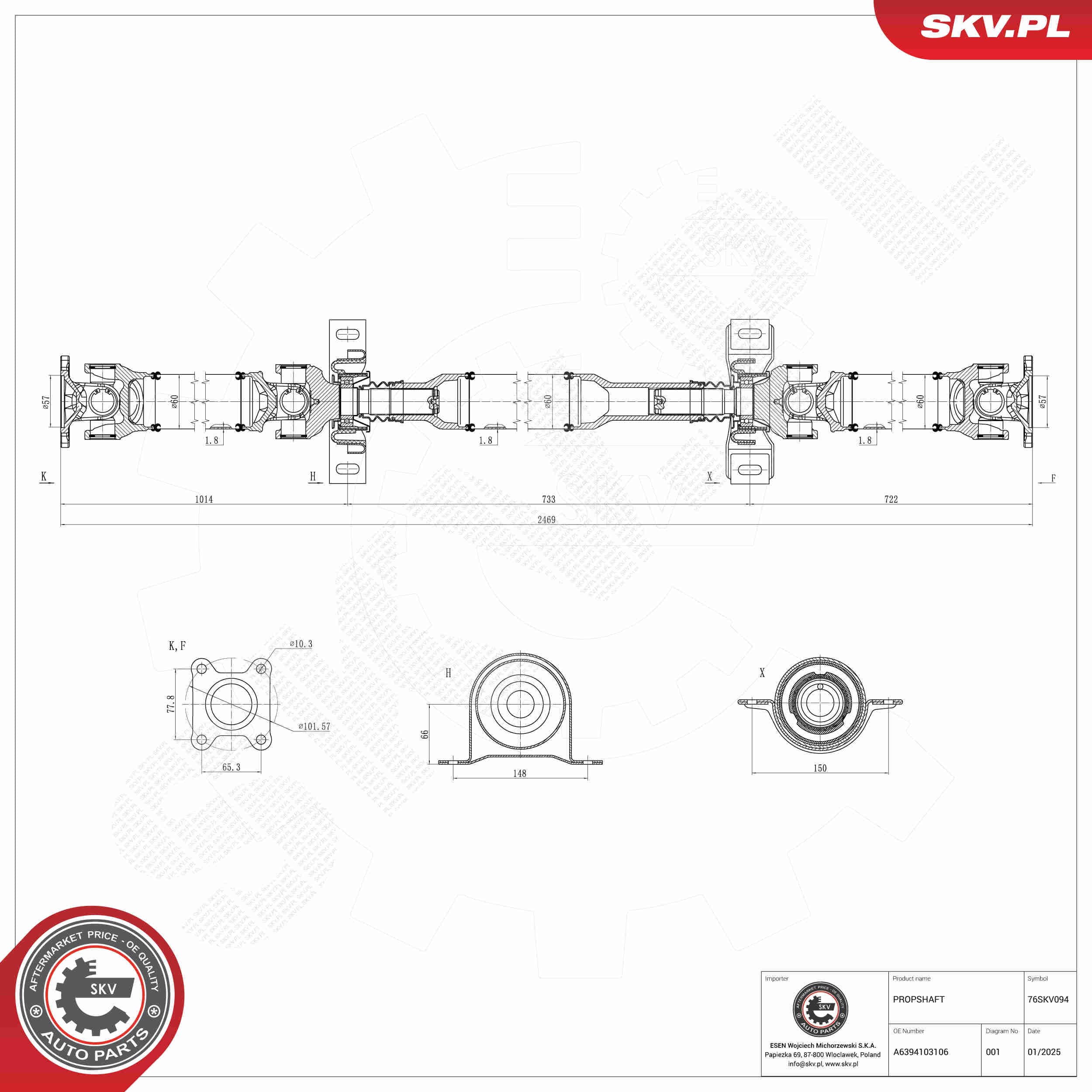 SKV Hnací hriadeľ 76SKV094 1