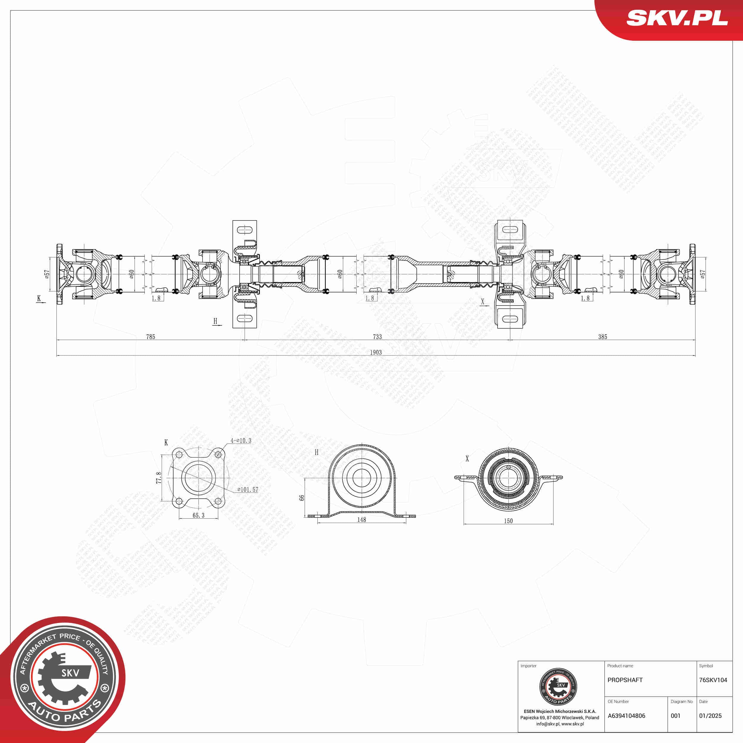 SKV Hnací hriadeľ 76SKV104 1