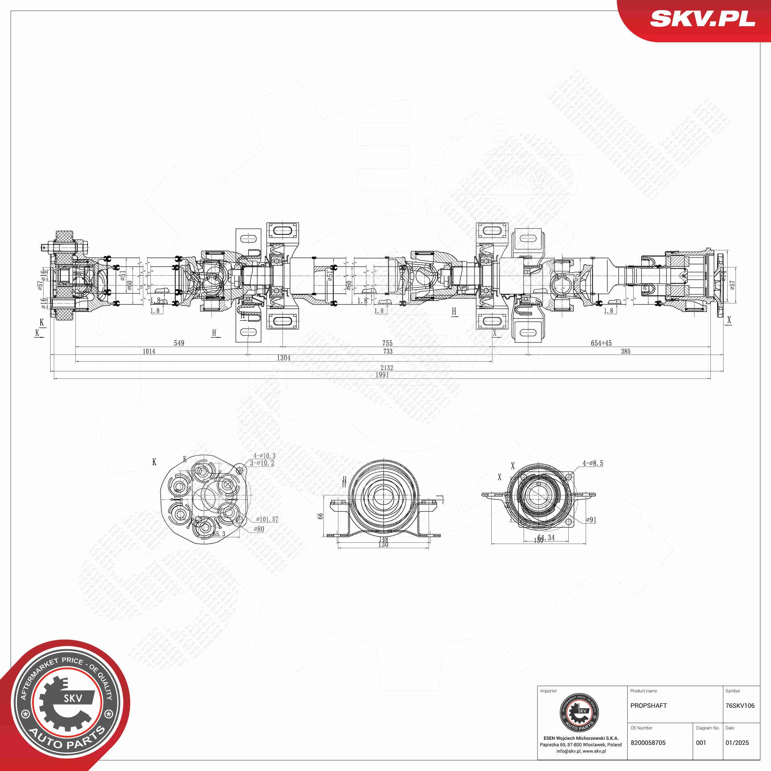 SKV Hnací hriadeľ 76SKV106 1