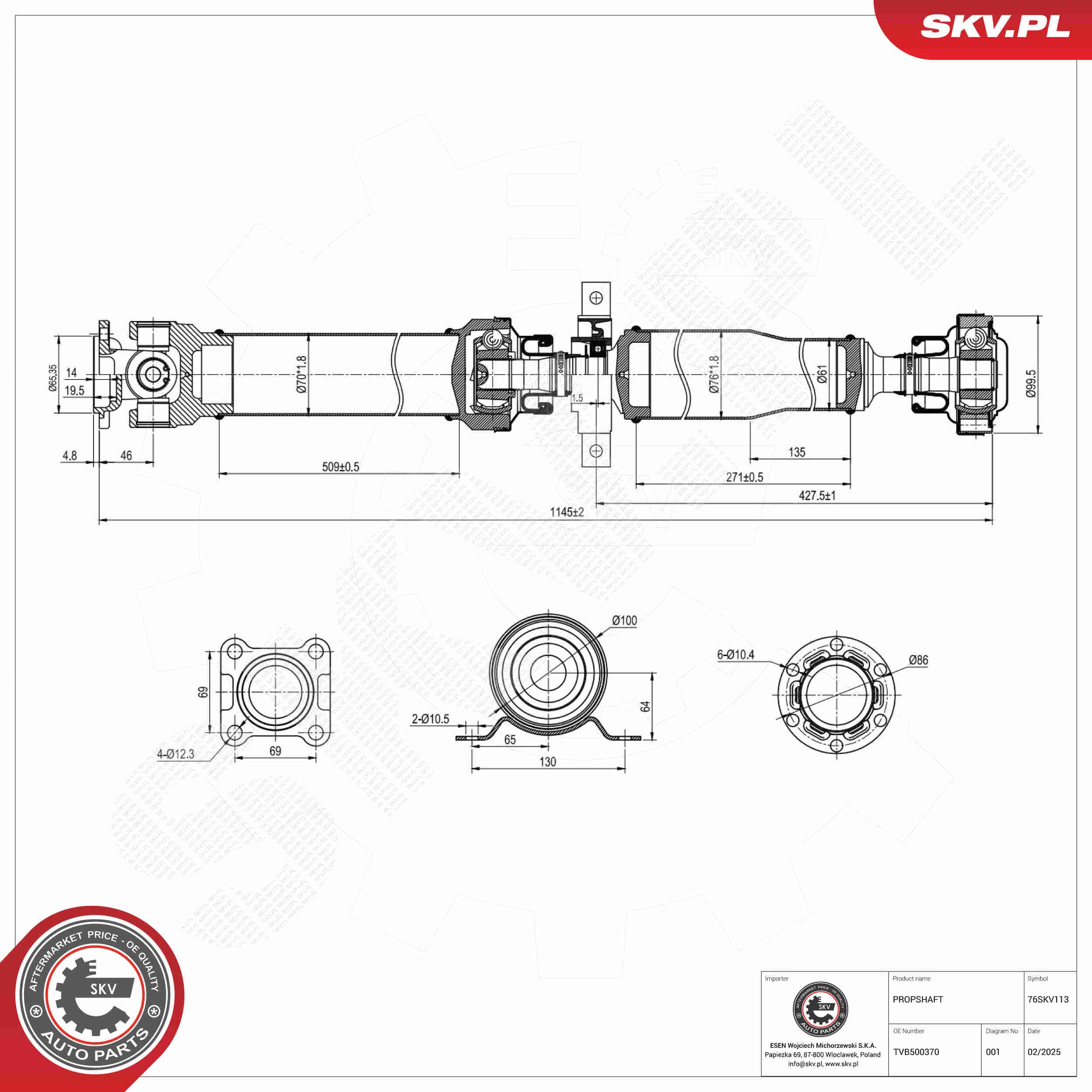 SKV Hnací hriadeľ 76SKV113 1