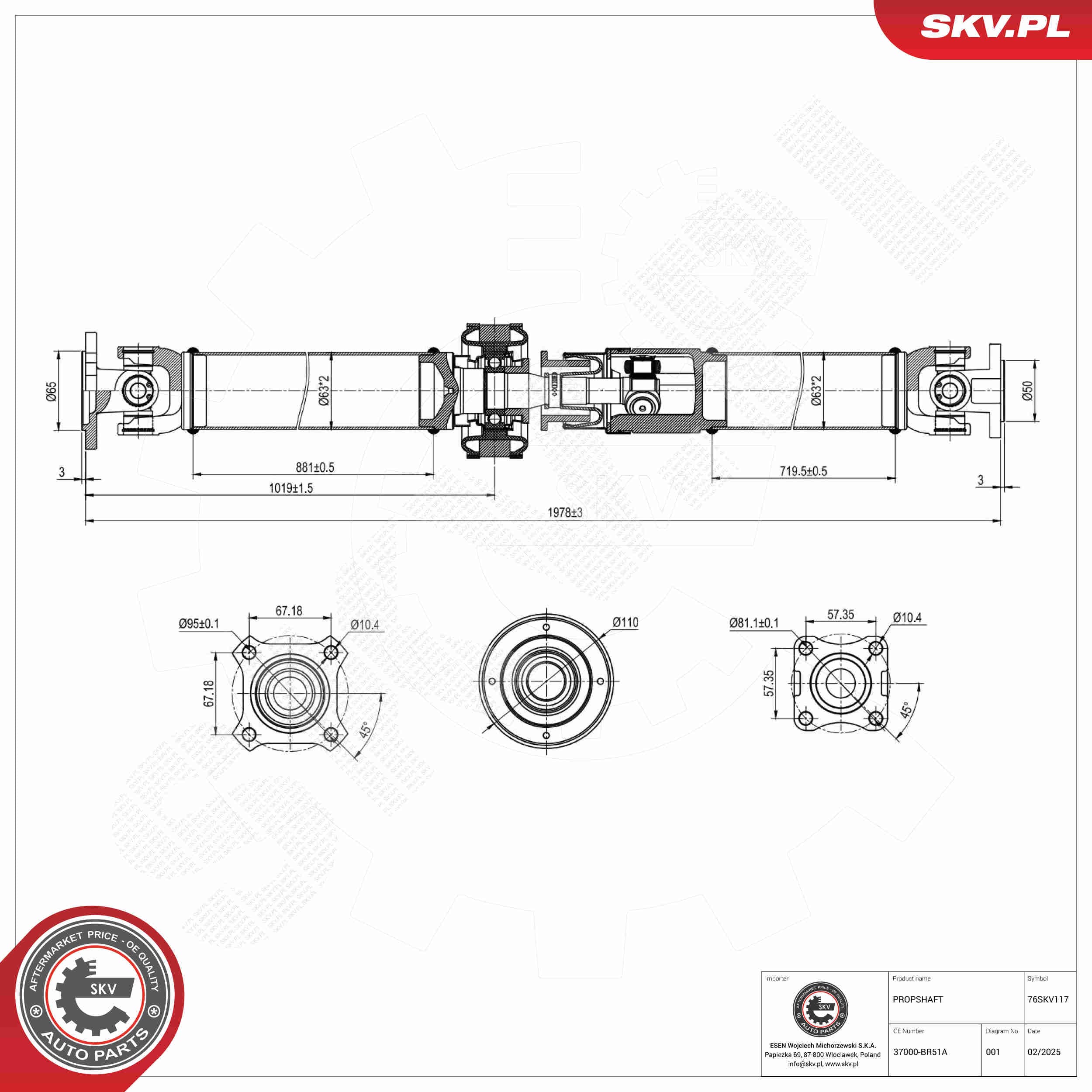 SKV Hnací hriadeľ 76SKV117 1