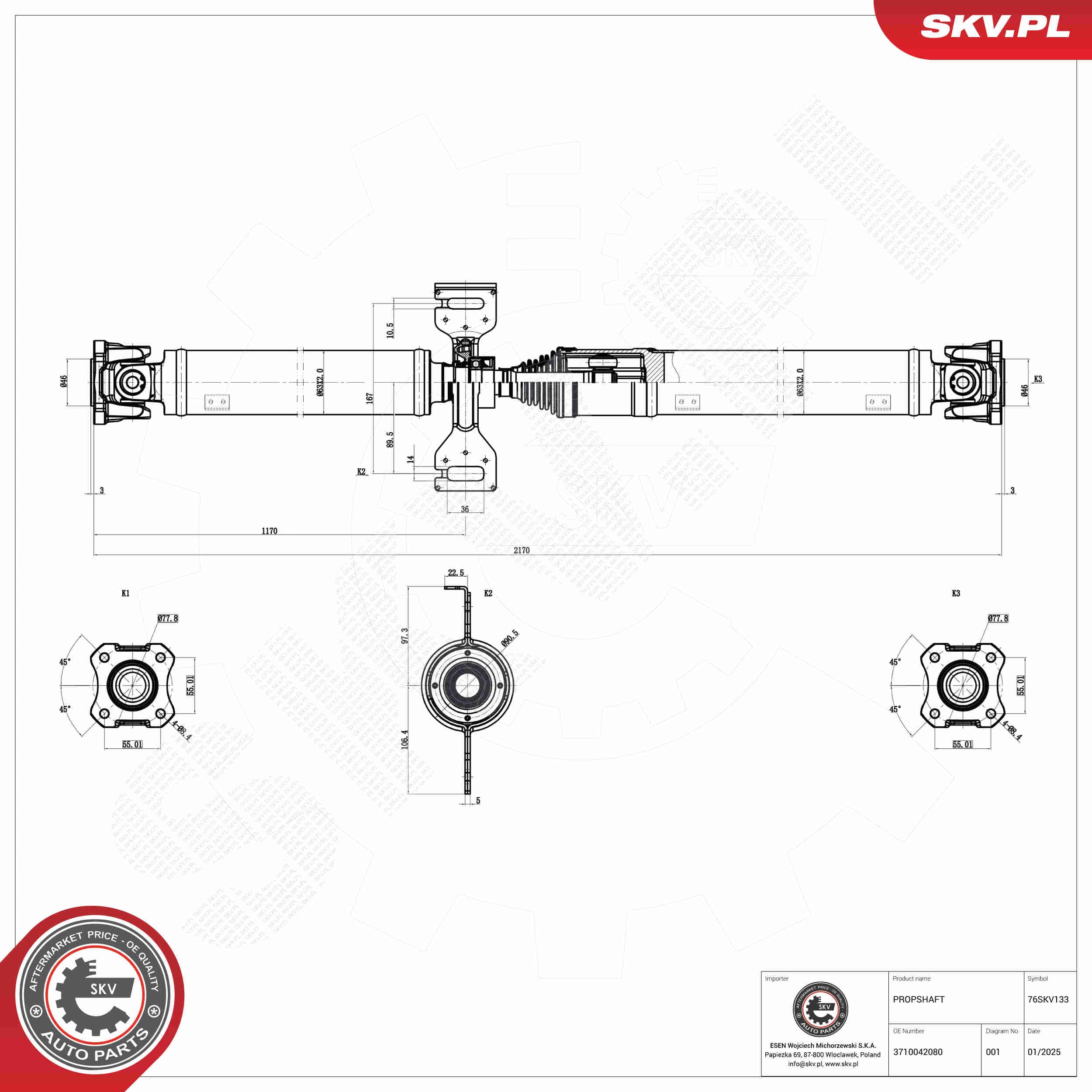 SKV Hnací hriadeľ 76SKV133 1
