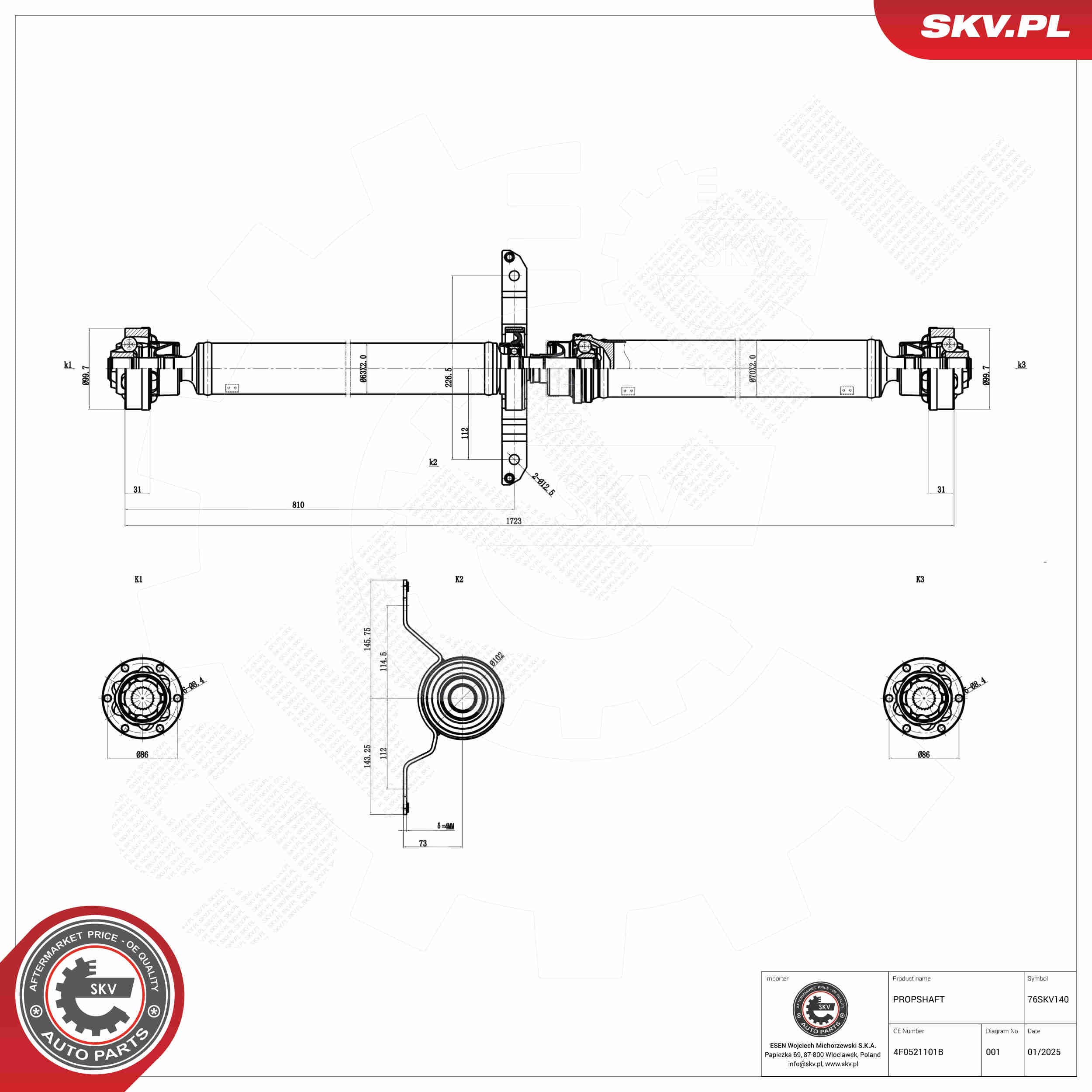 SKV Hnací hriadeľ 76SKV140 1