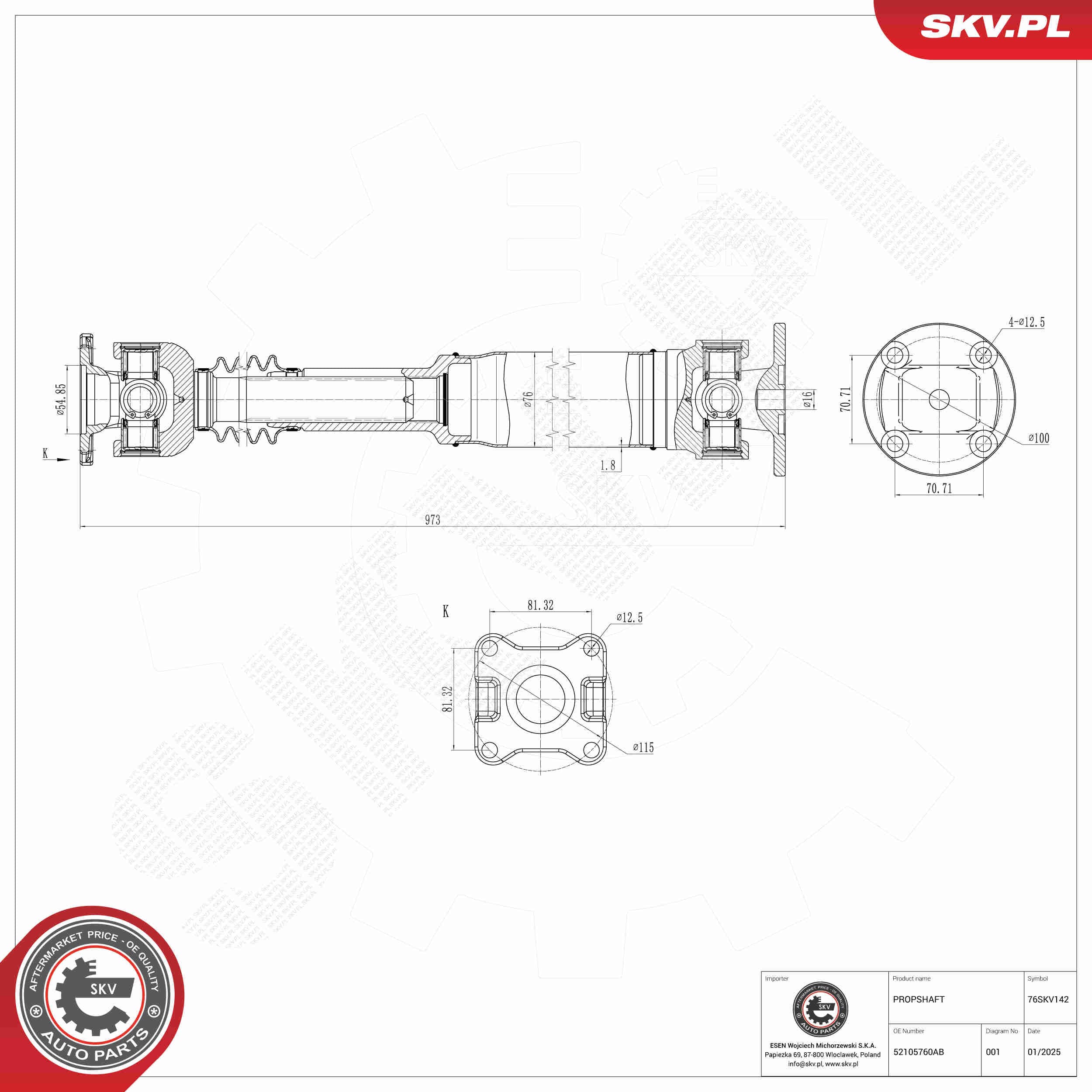 SKV Hnací hriadeľ 76SKV142 1