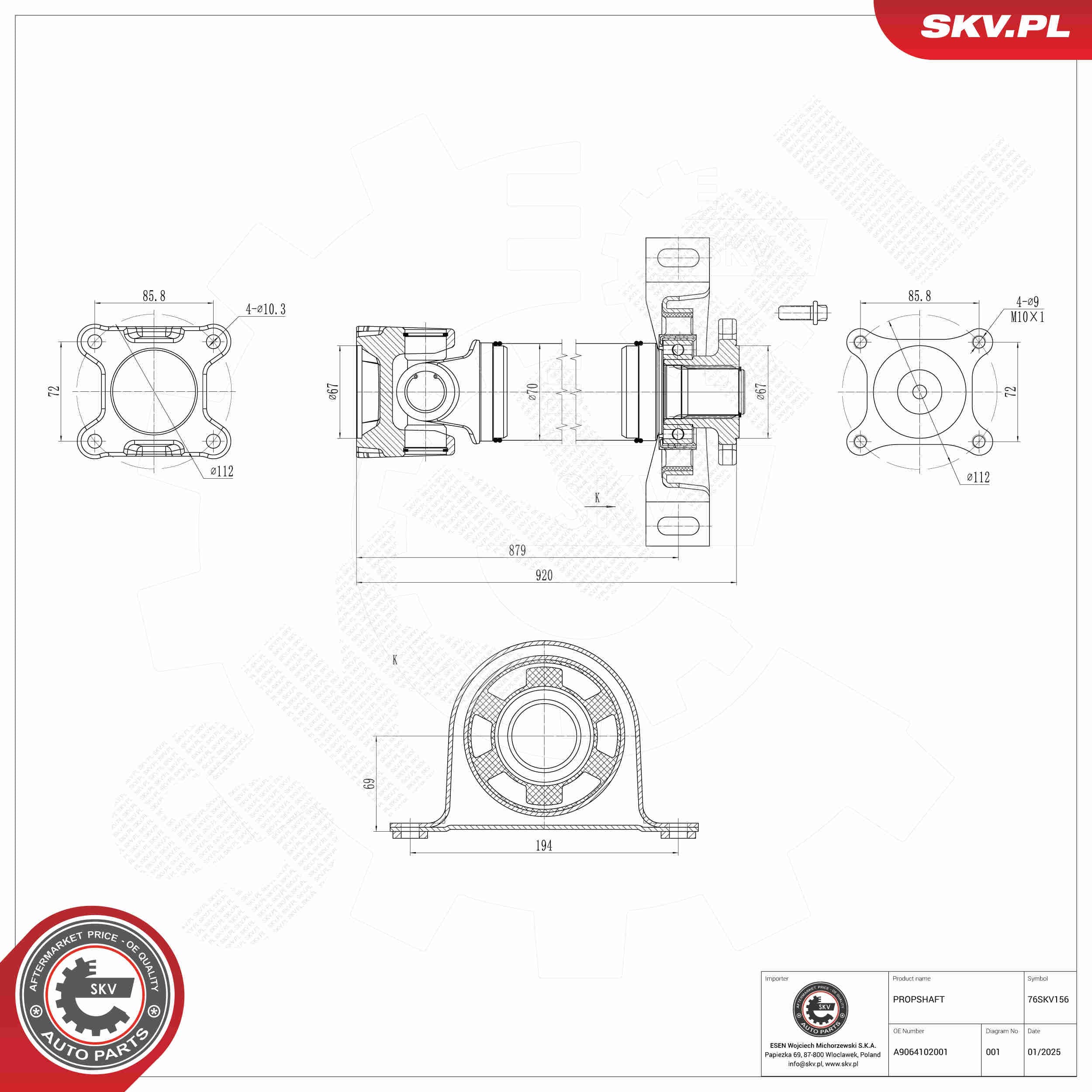 SKV Hnací hriadeľ 76SKV156 1