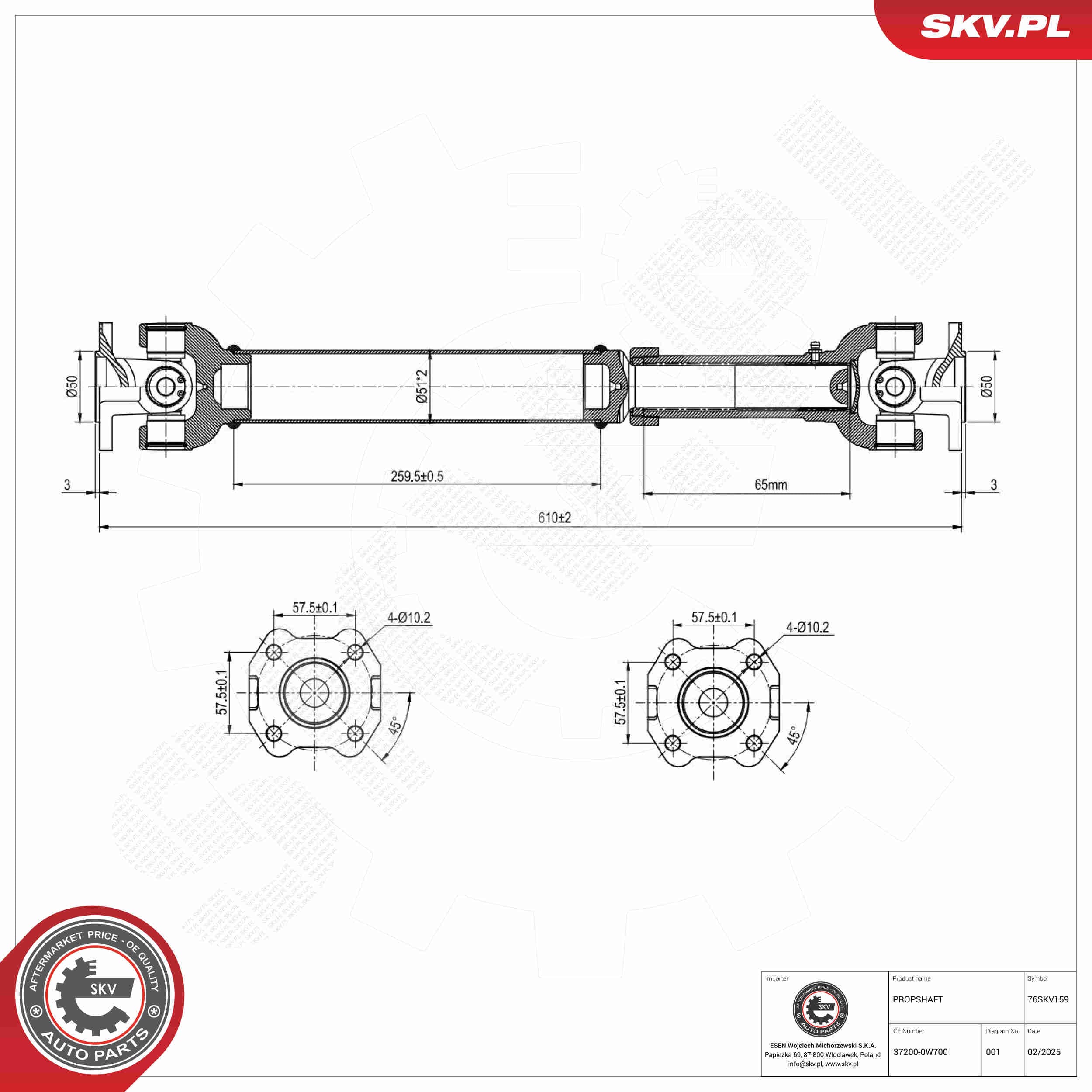 SKV Hnací hriadeľ 76SKV159 1