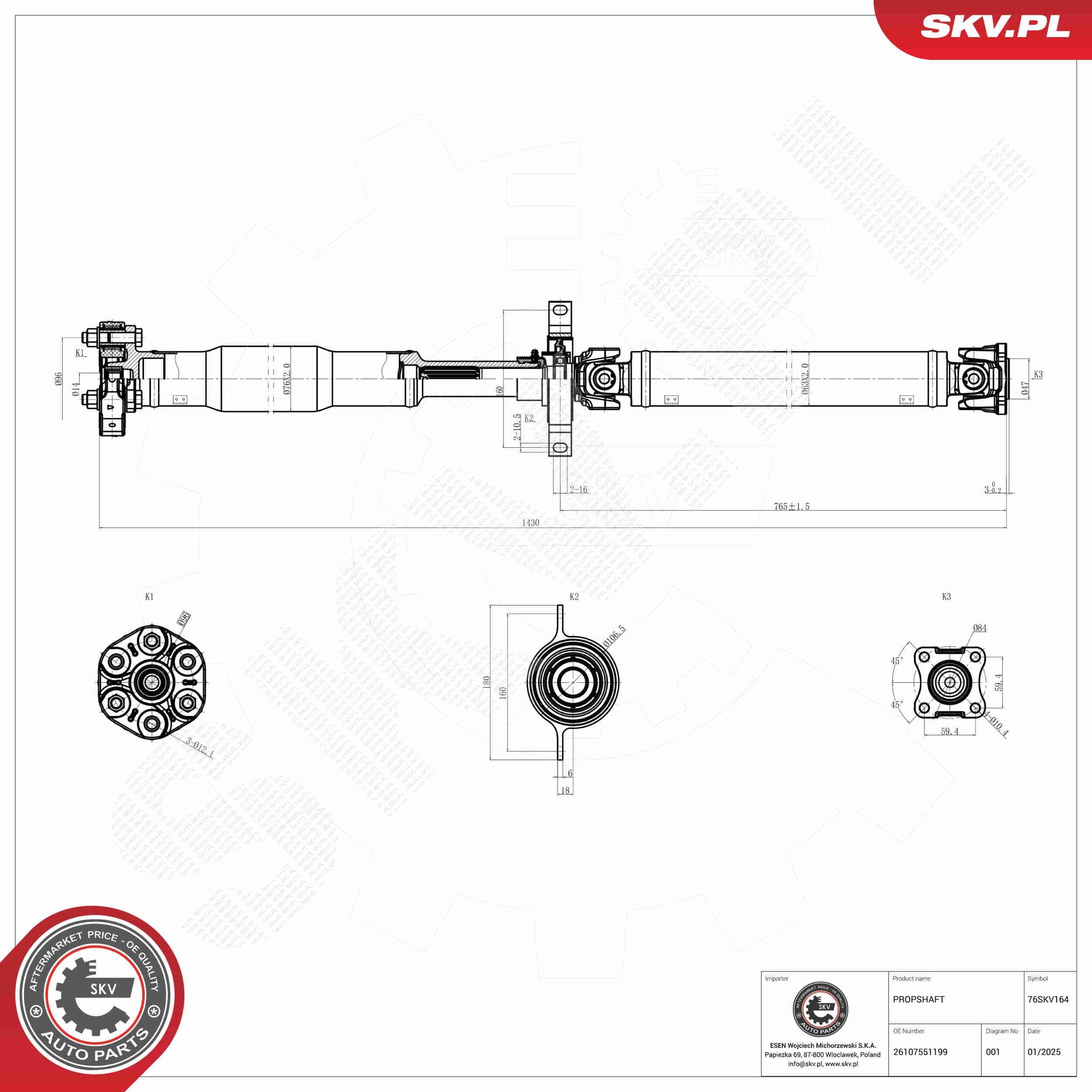 SKV Hnací hriadeľ 76SKV164 1