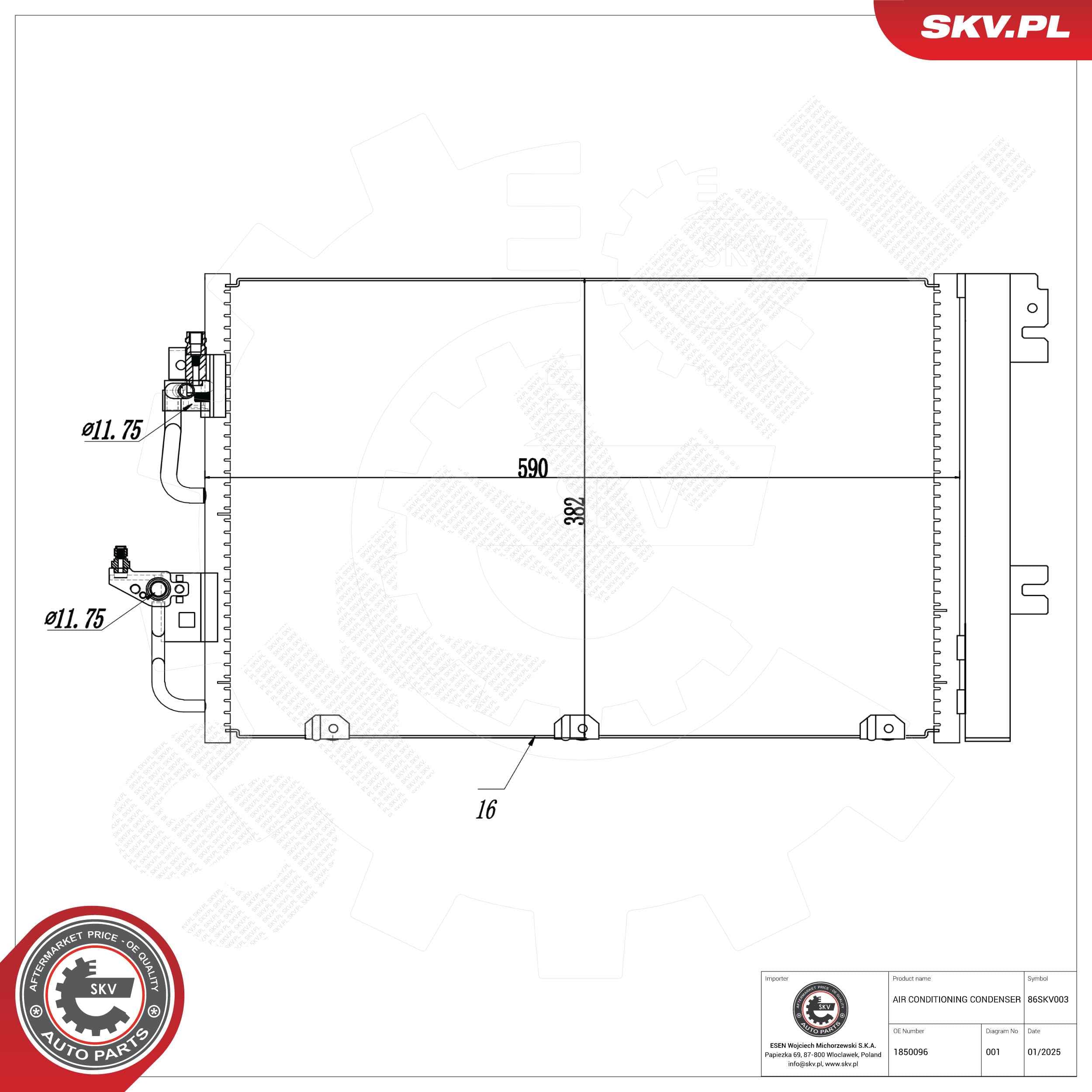 SKV Kondenzátor klimatizácie 86SKV003 1