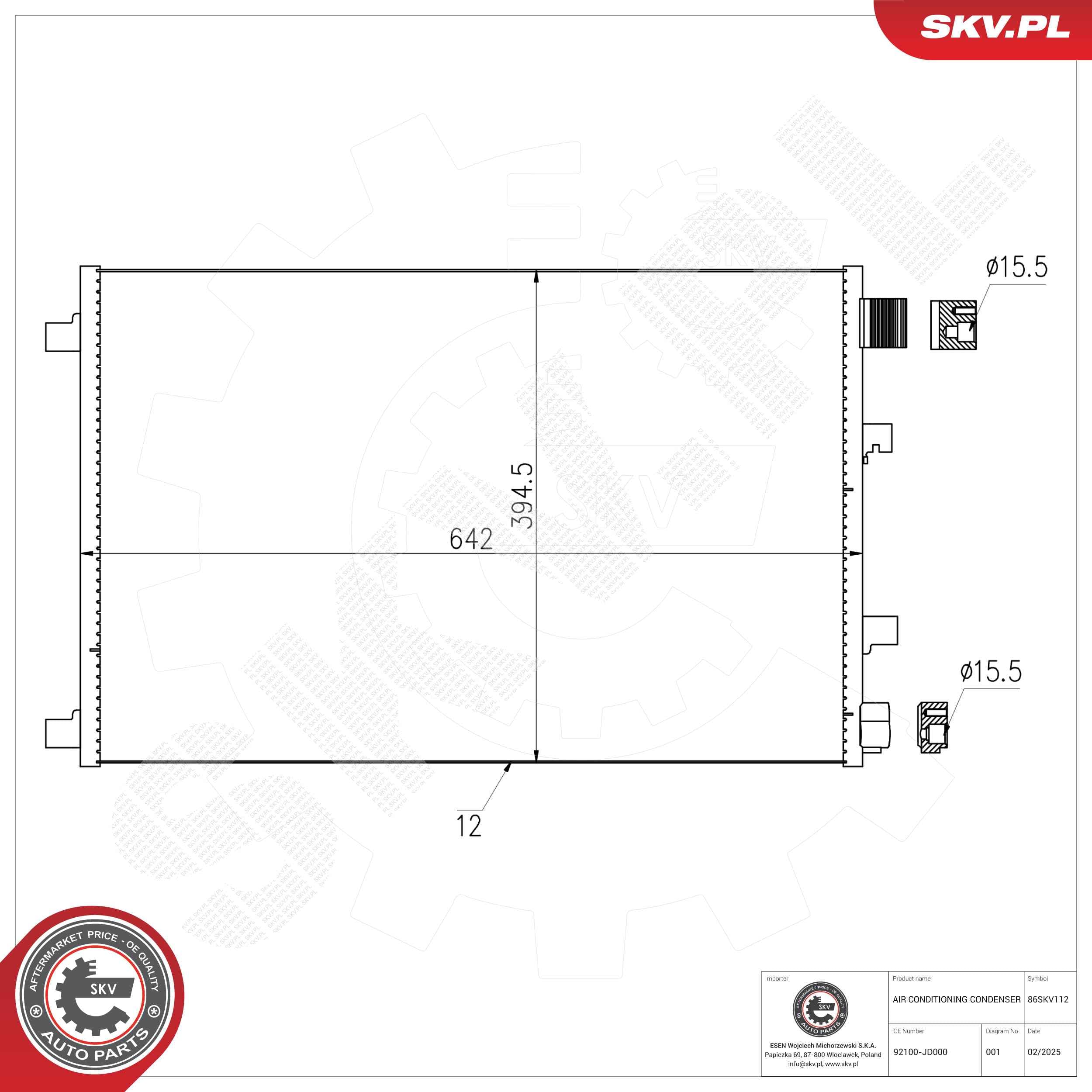 SKV Kondenzátor klimatizácie 86SKV112 1