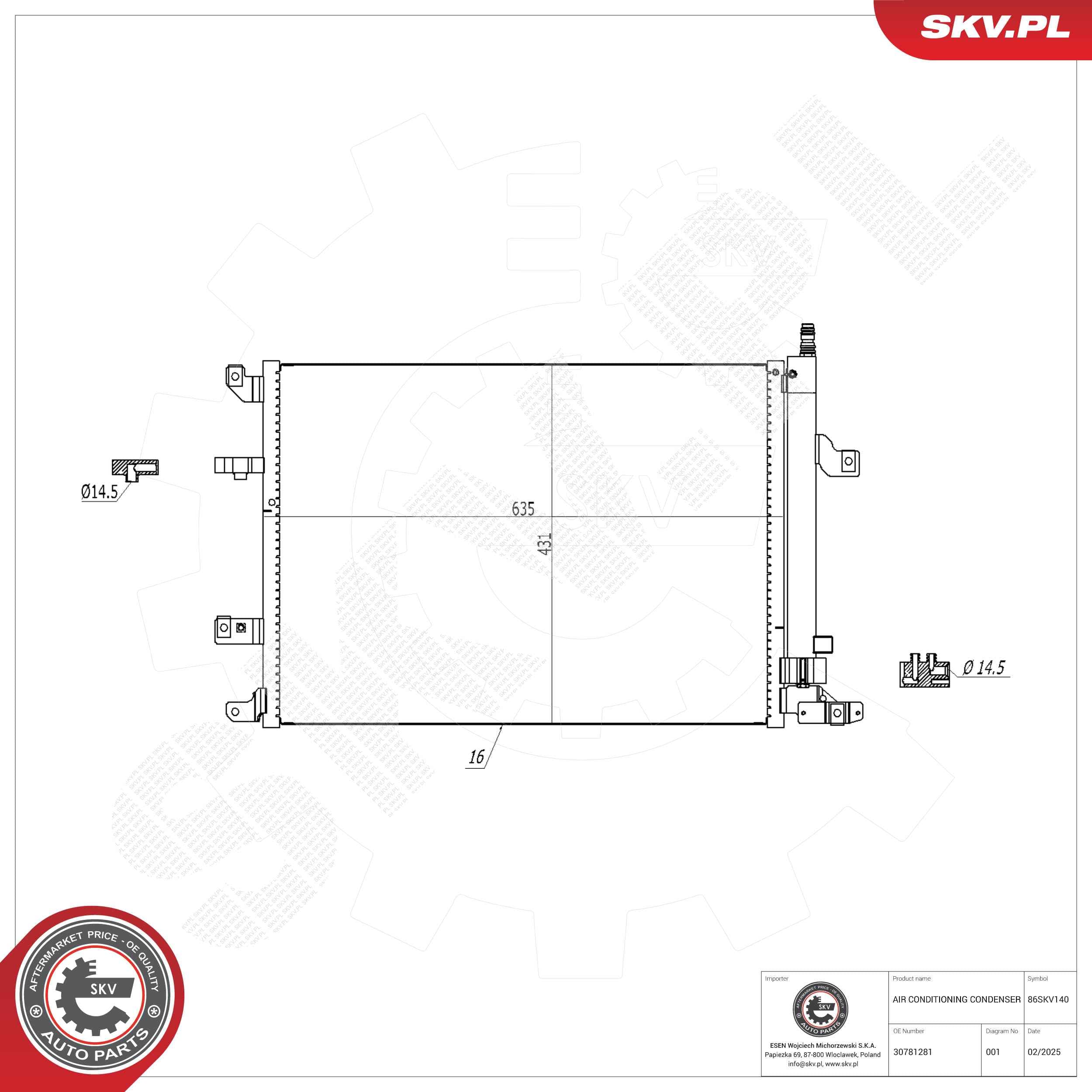 SKV Kondenzátor klimatizácie 86SKV140 1