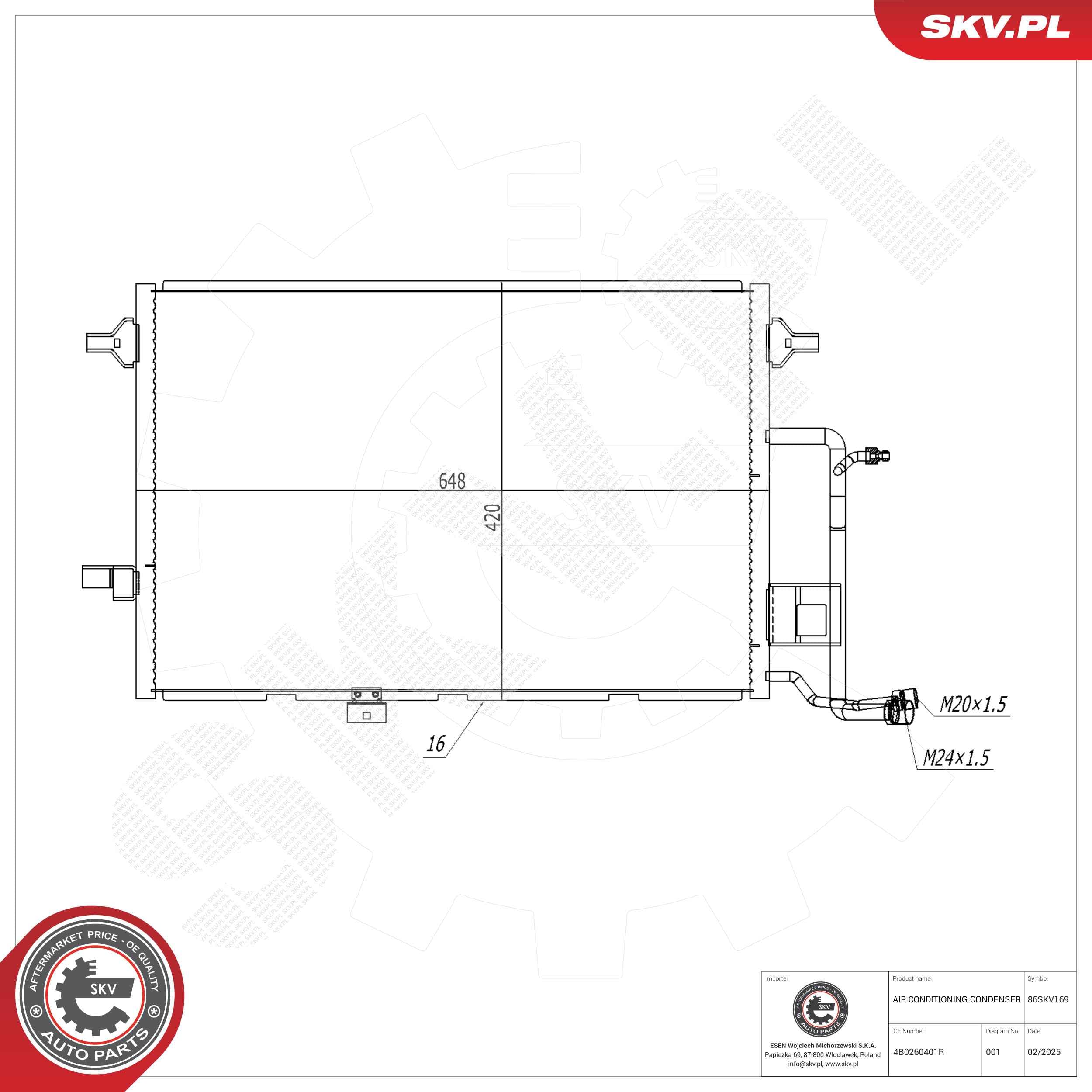 SKV Kondenzátor klimatizácie 86SKV169 1