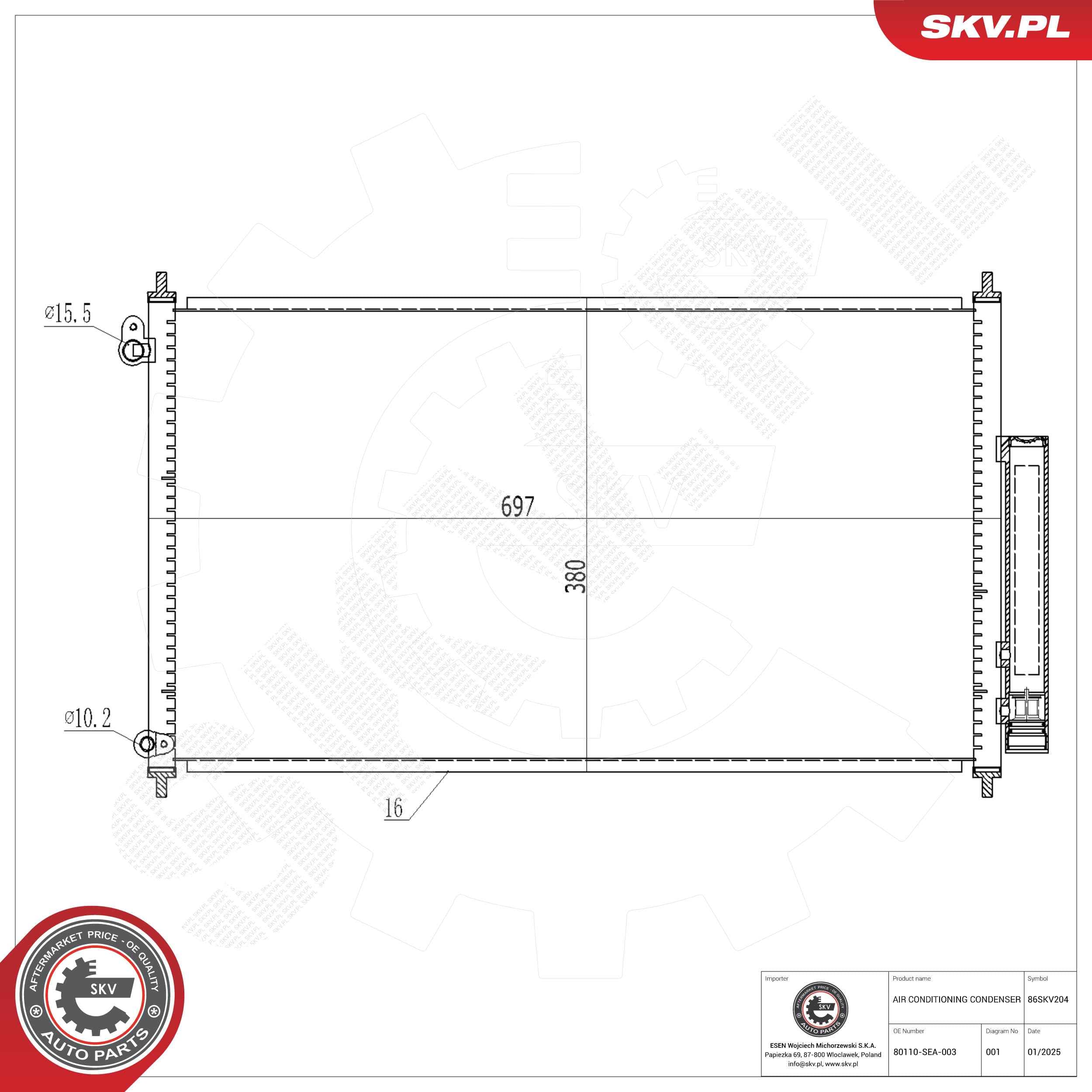 SKV Kondenzátor klimatizácie 86SKV204 1