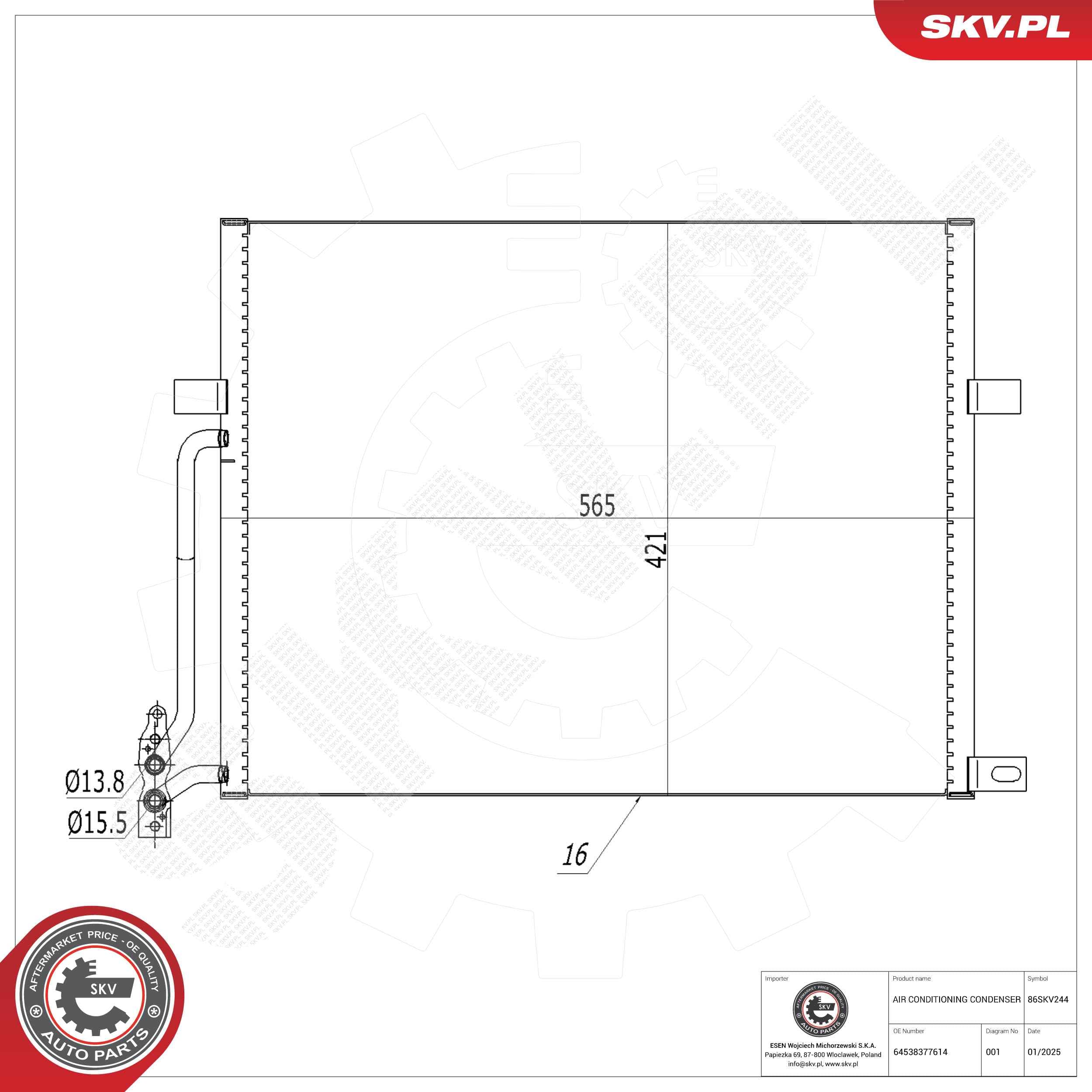 SKV Kondenzátor klimatizácie 86SKV244 1