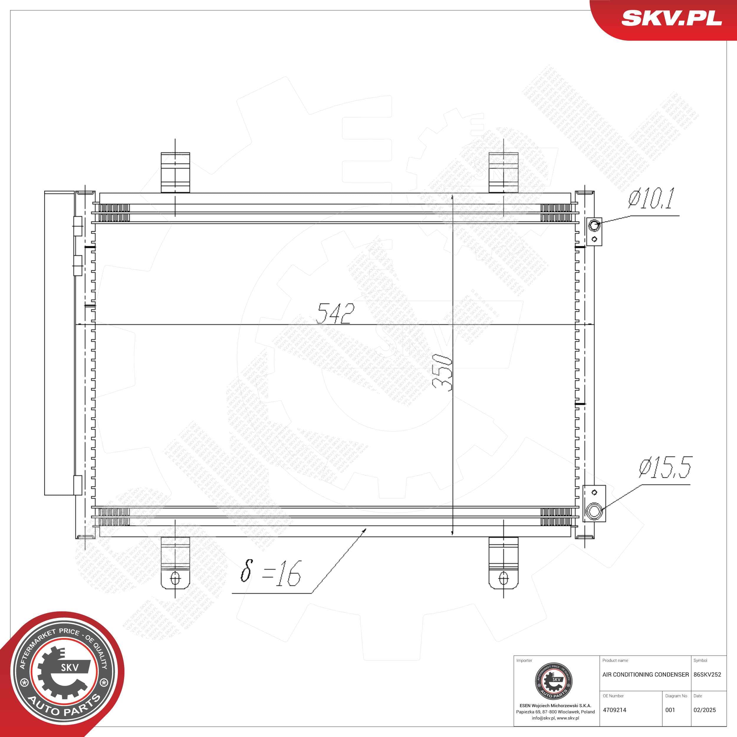 SKV Kondenzátor klimatizácie 86SKV252 1