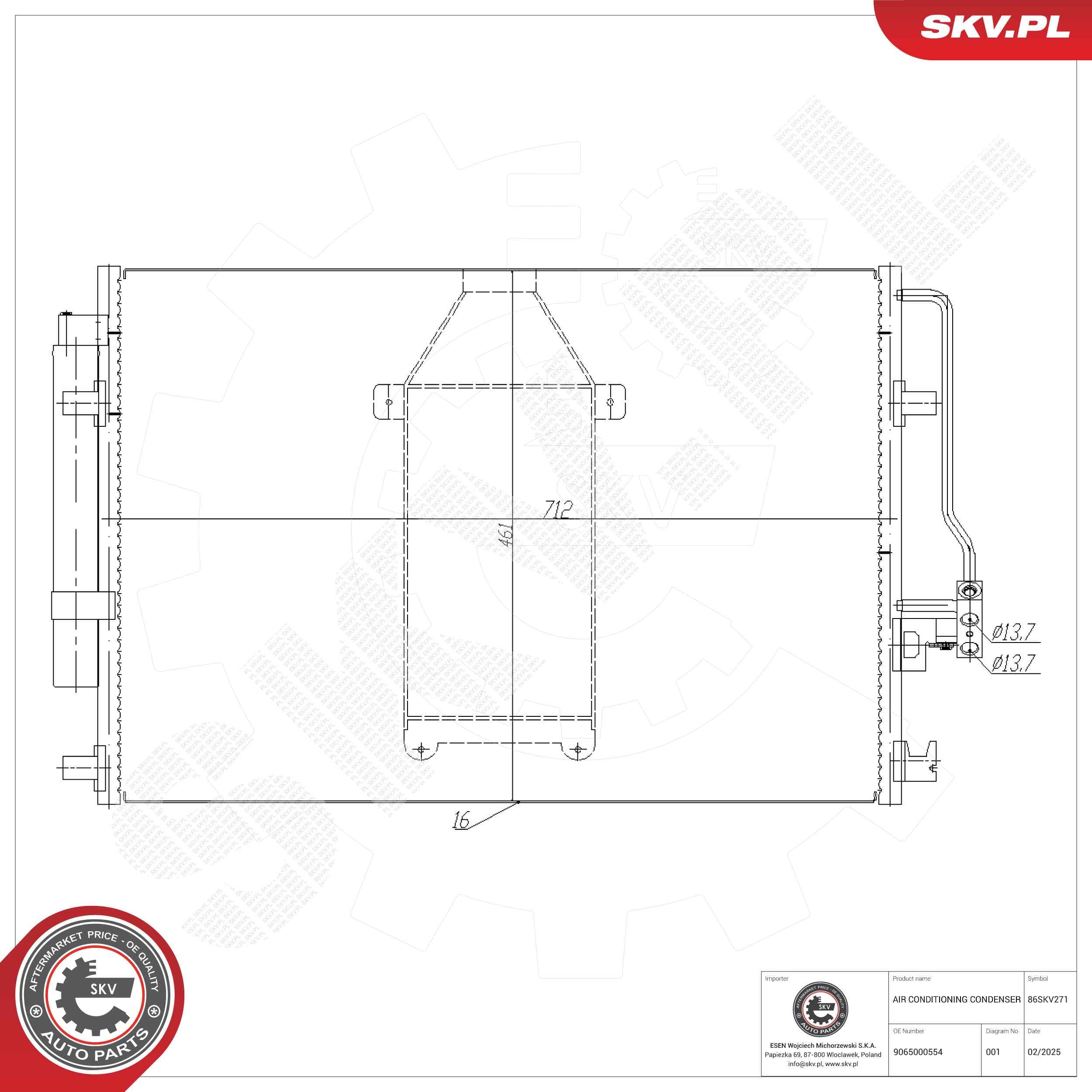 SKV Kondenzátor klimatizácie 86SKV271 1