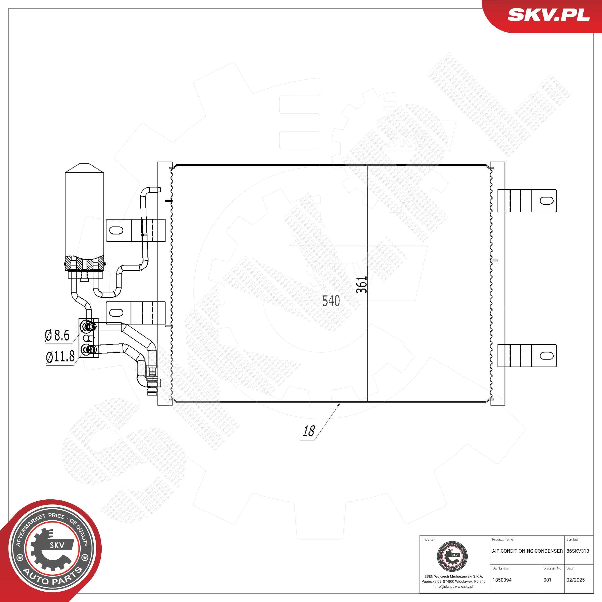 SKV Kondenzátor klimatizácie 86SKV313 1