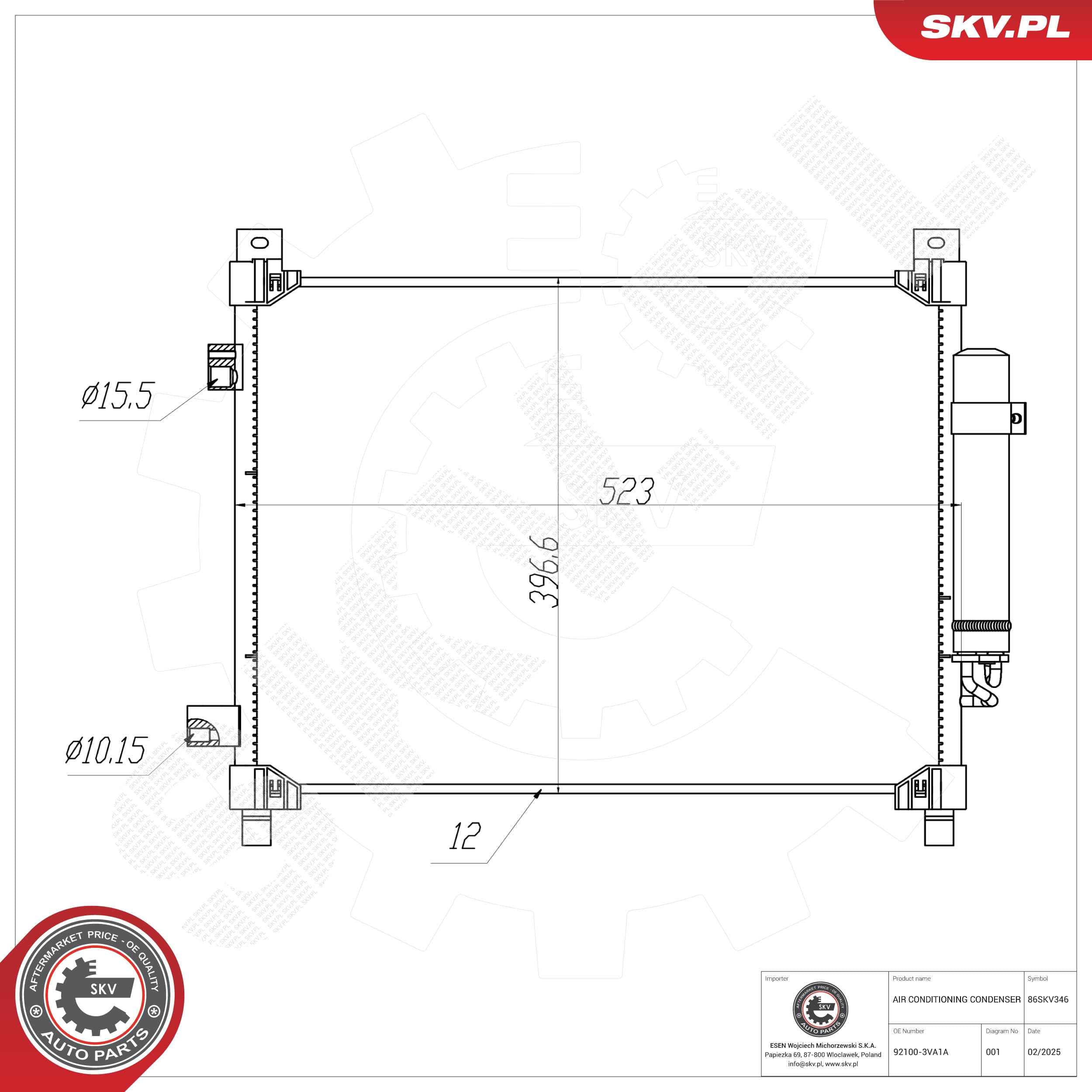 SKV Kondenzátor klimatizácie 86SKV346 1