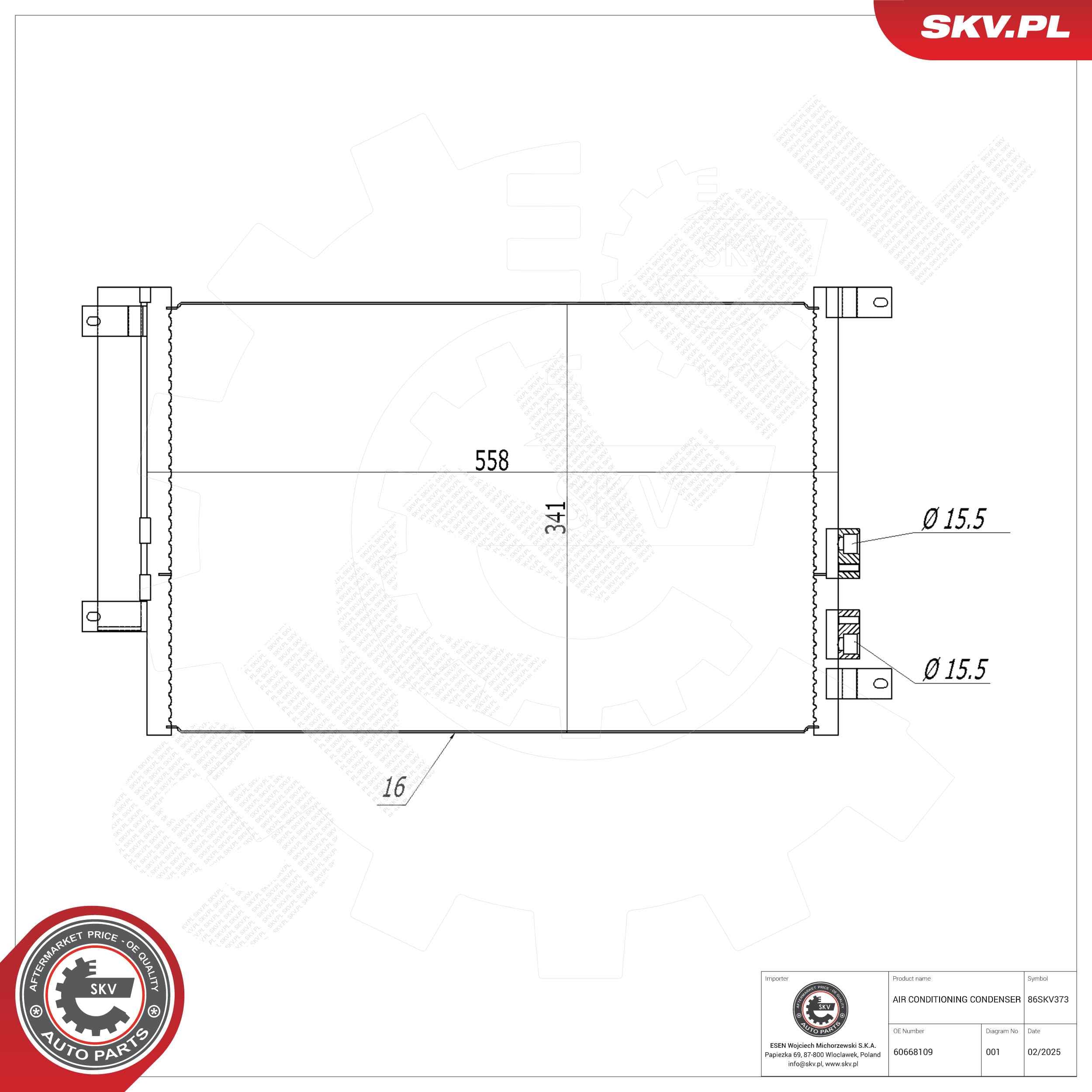 SKV Kondenzátor klimatizácie 86SKV373 1