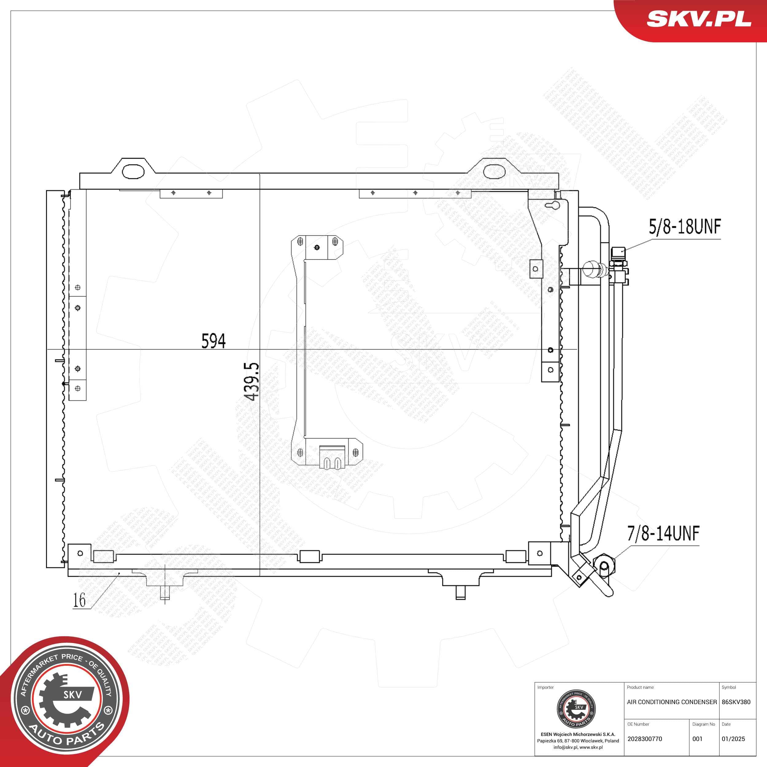 SKV Kondenzátor klimatizácie 86SKV380 1