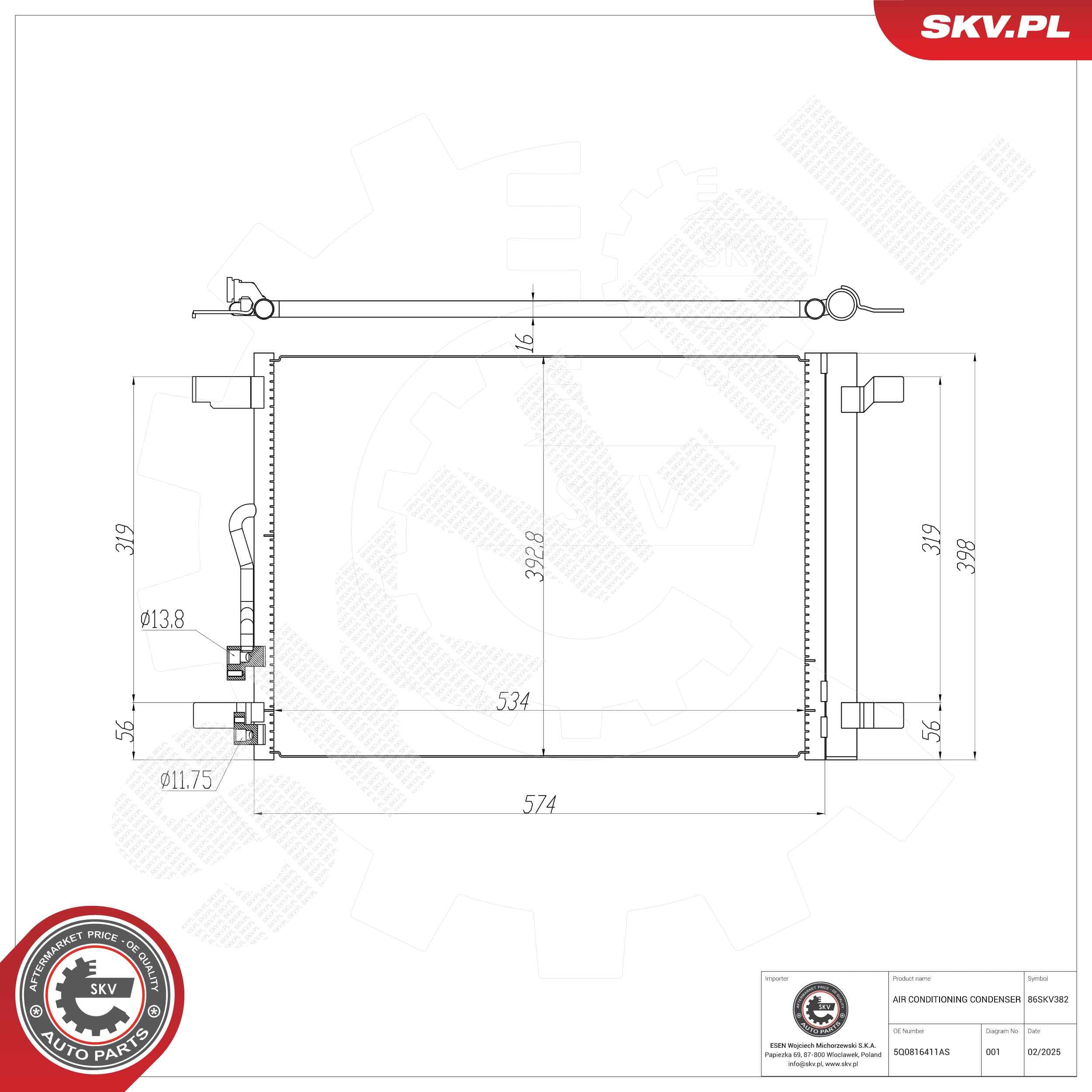 SKV Kondenzátor klimatizácie 86SKV382 1