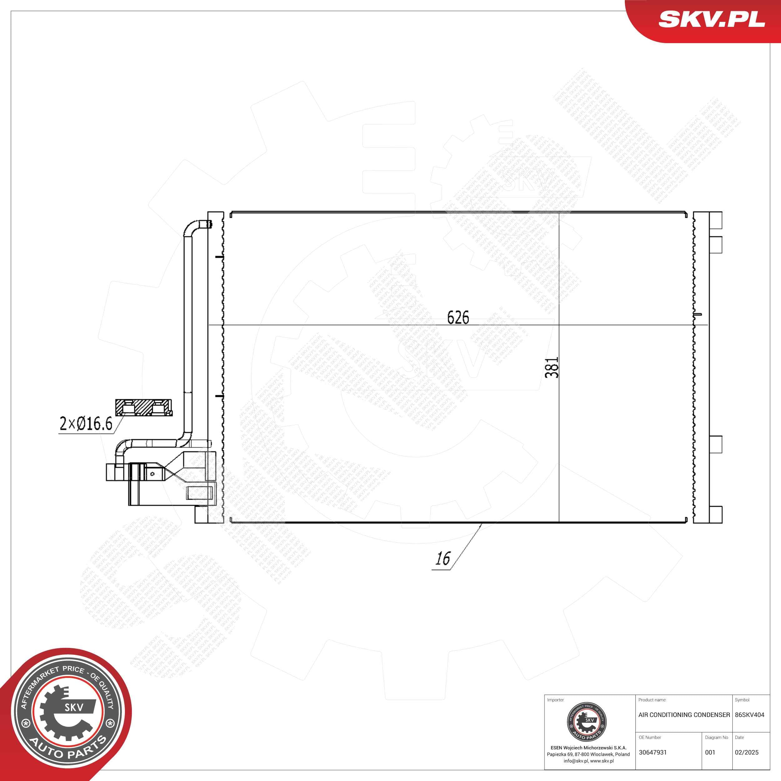 SKV Kondenzátor klimatizácie 86SKV404 1