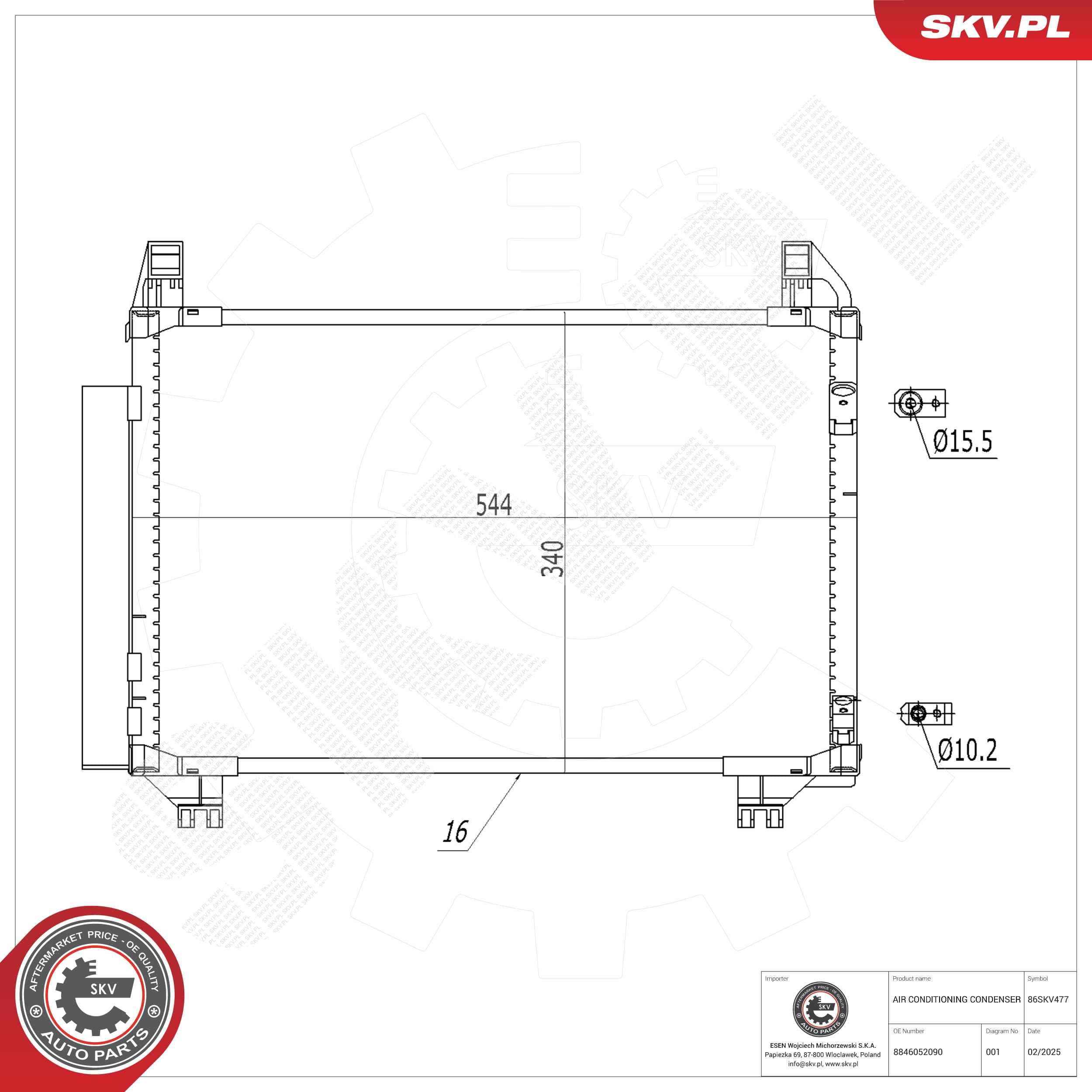 SKV Kondenzátor klimatizácie 86SKV477 1
