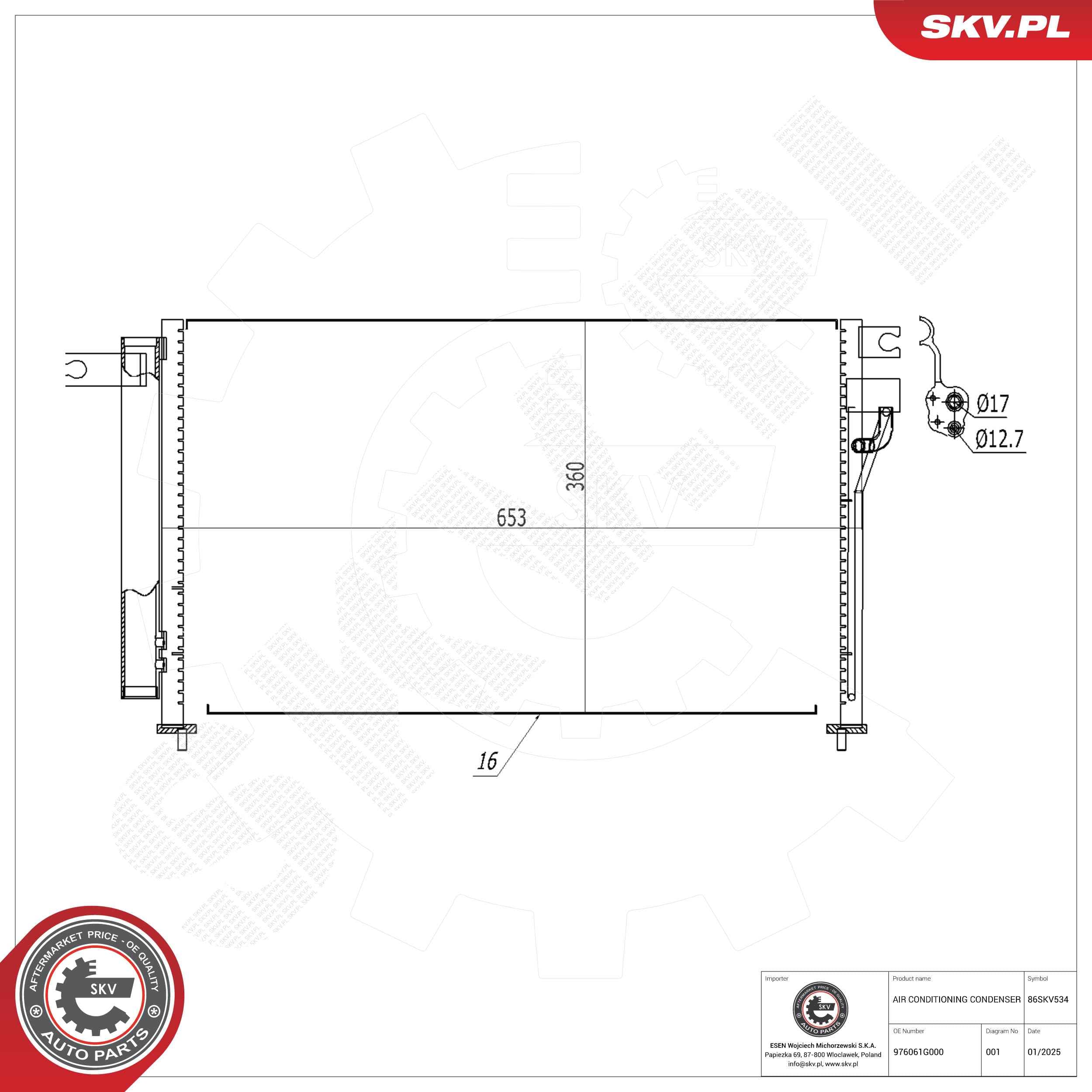 SKV Kondenzátor klimatizácie 86SKV534 1