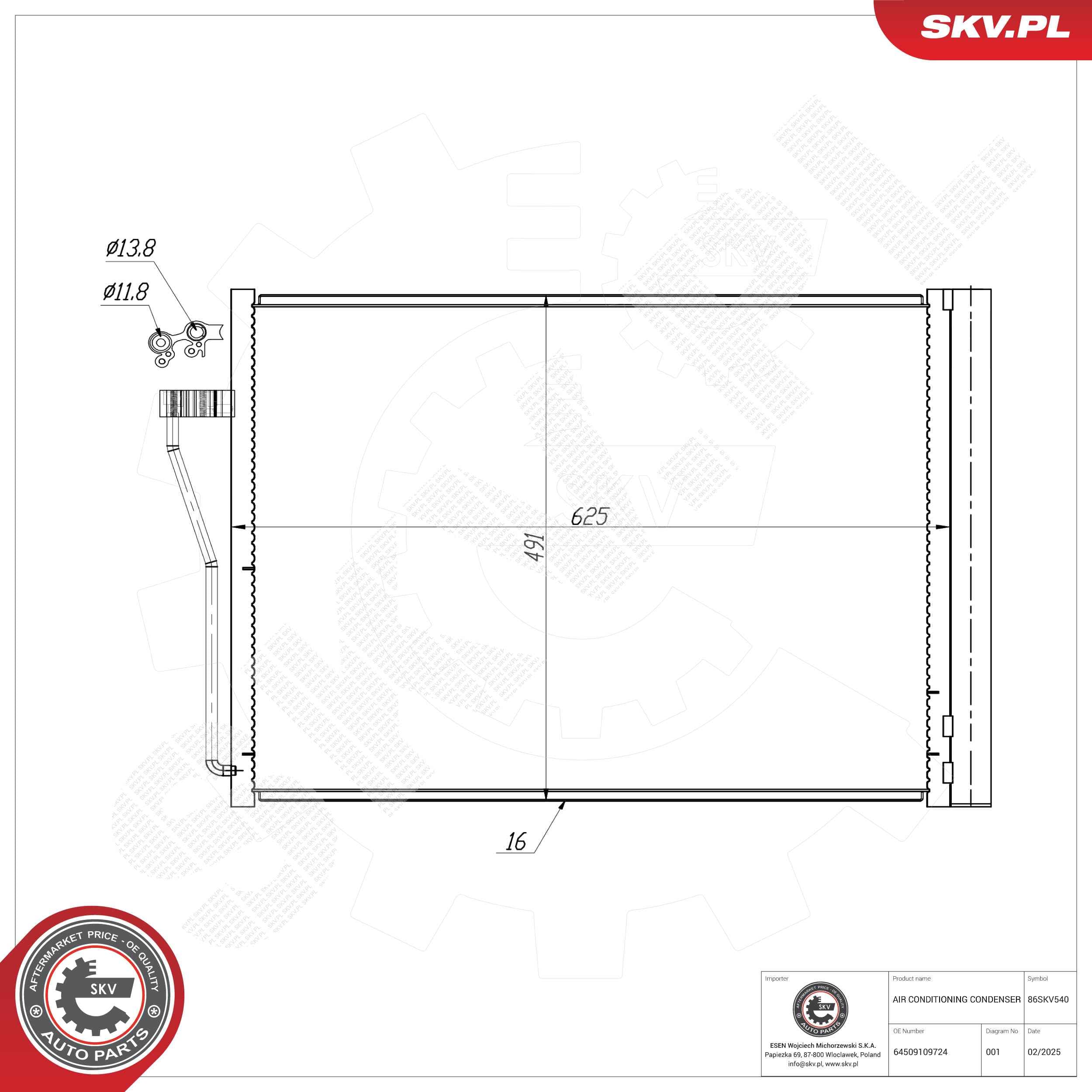 SKV Kondenzátor klimatizácie 86SKV540 1