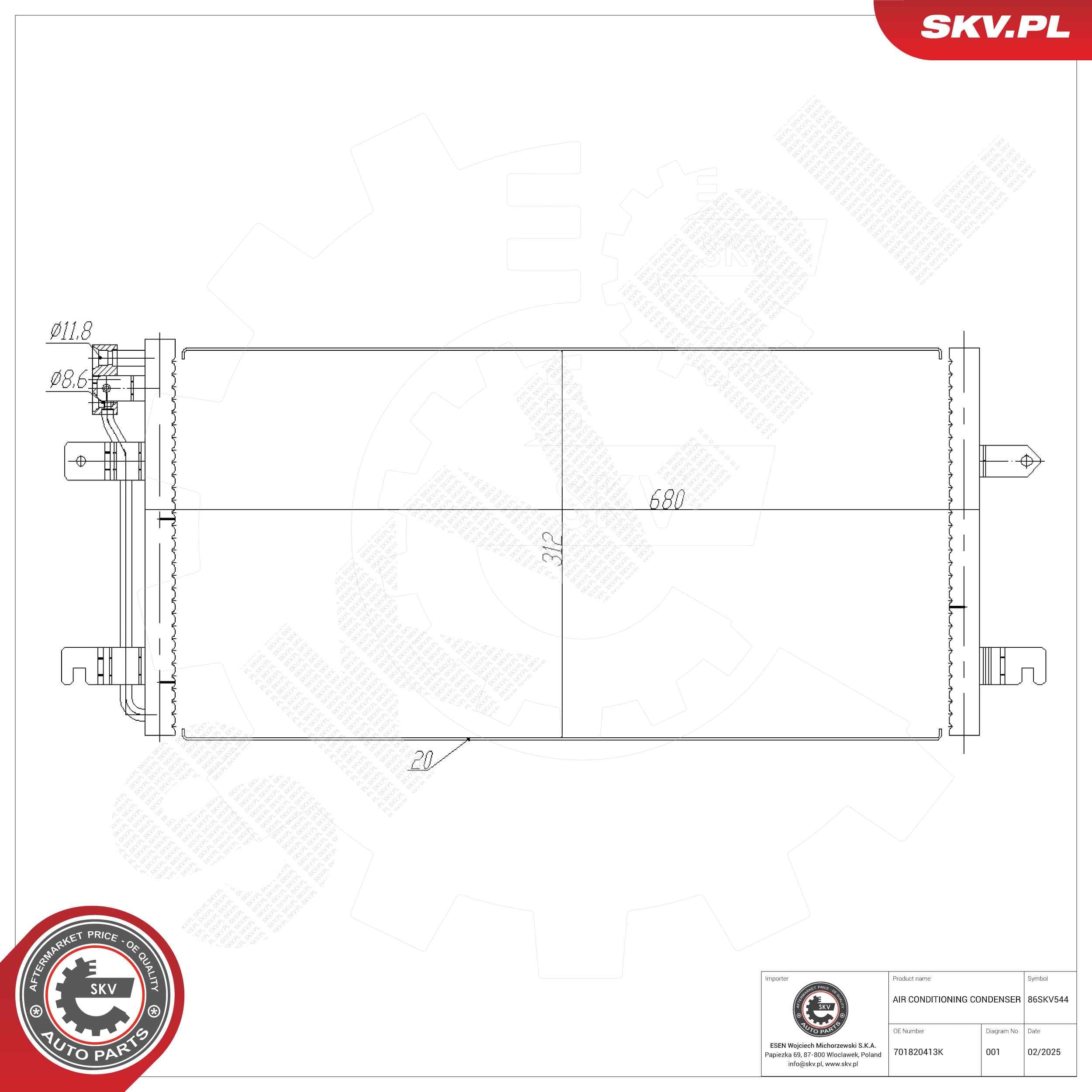 SKV Kondenzátor klimatizácie 86SKV544 1