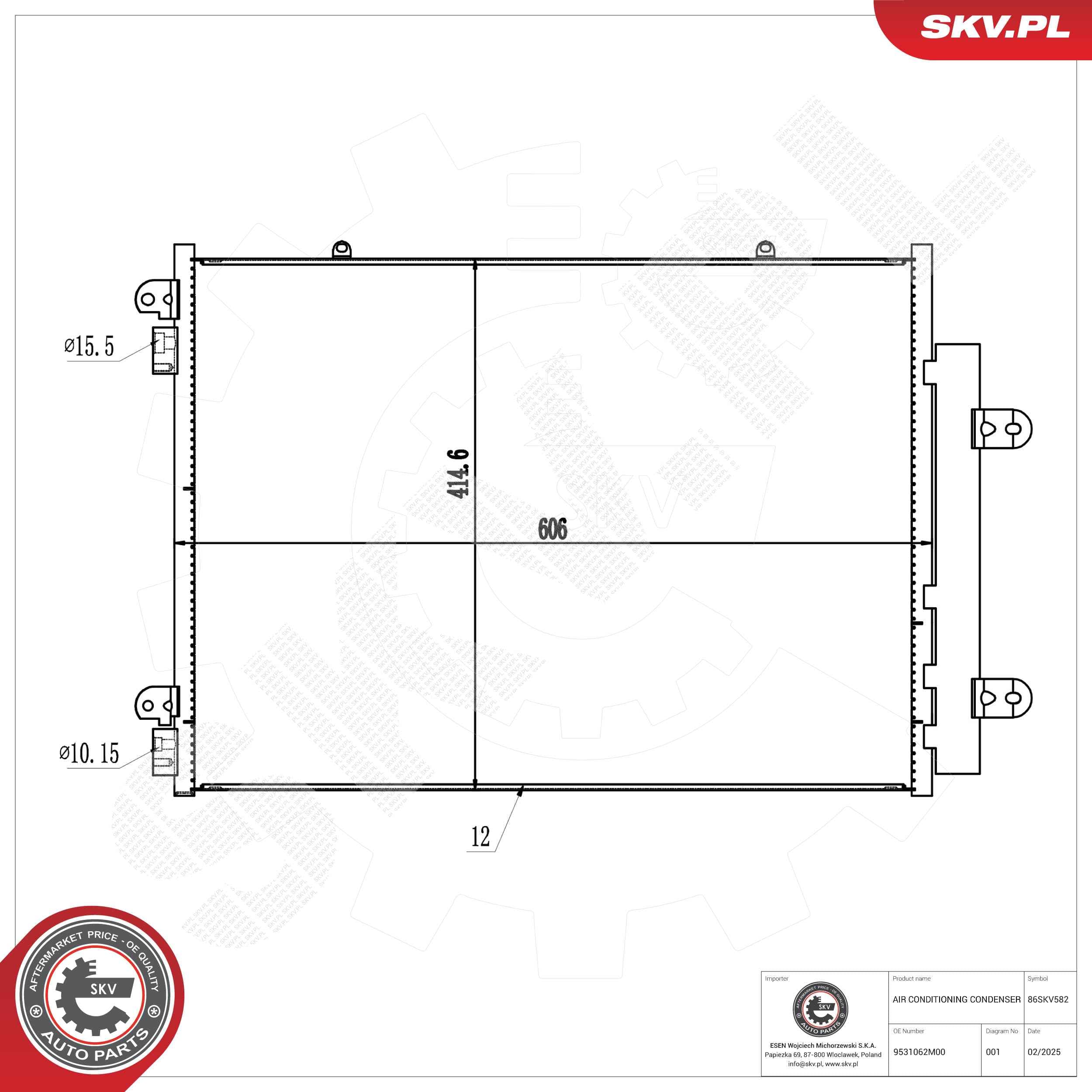 SKV Kondenzátor klimatizácie 86SKV582 1