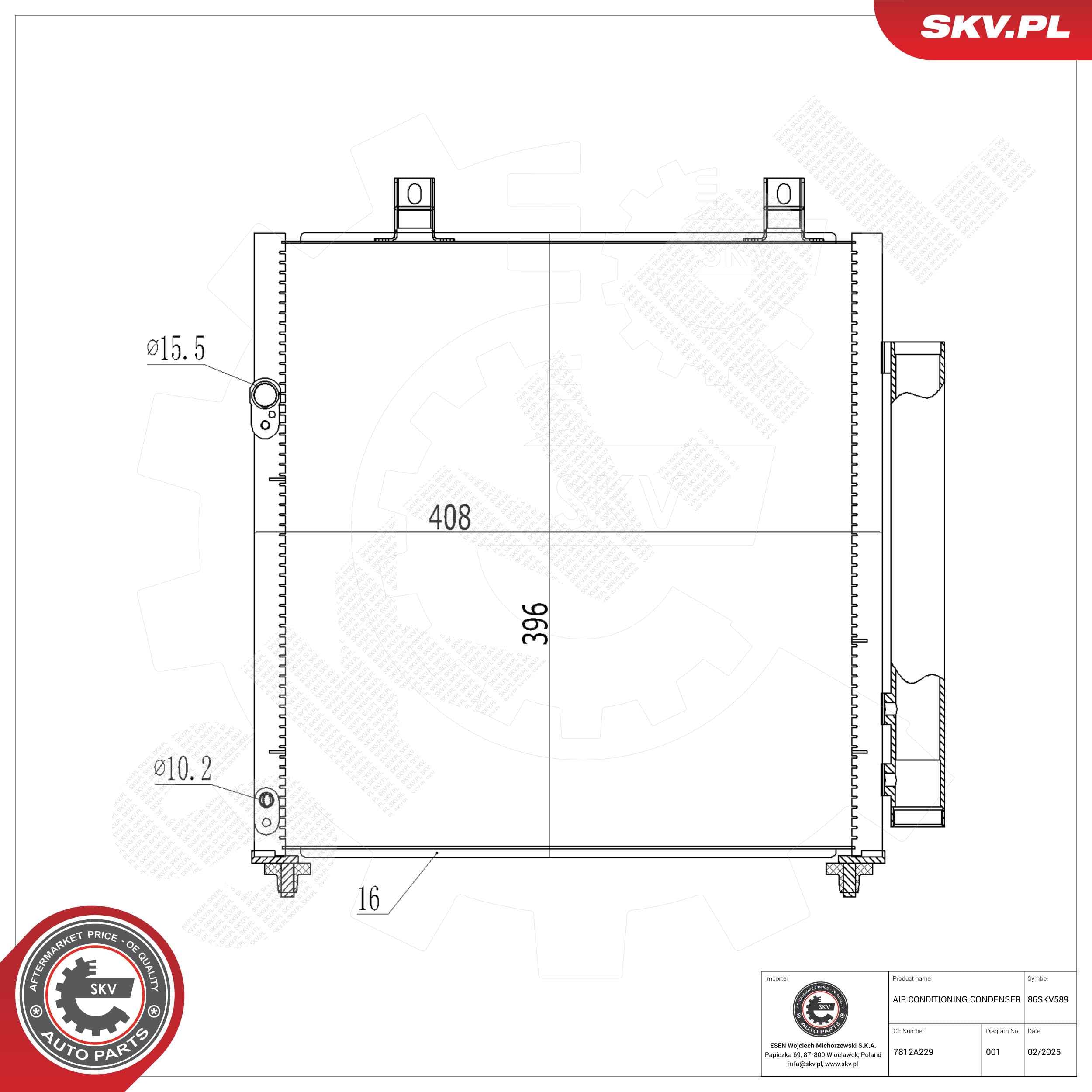SKV Kondenzátor klimatizácie 86SKV589 1