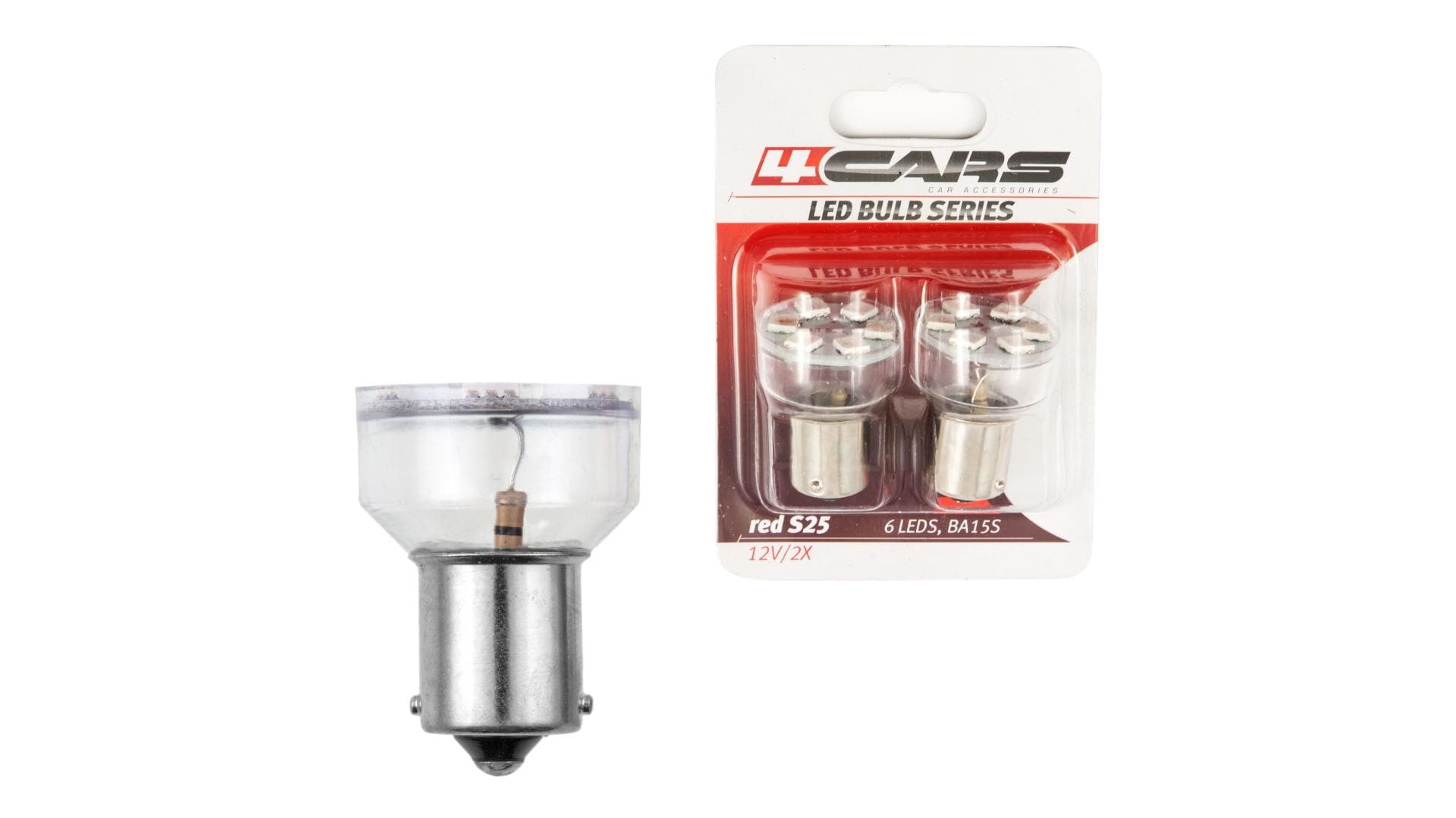 4CARS LED ŽIAROVKA 6LED 12V S25-5050SMD BA15S ČERVENÁ 1